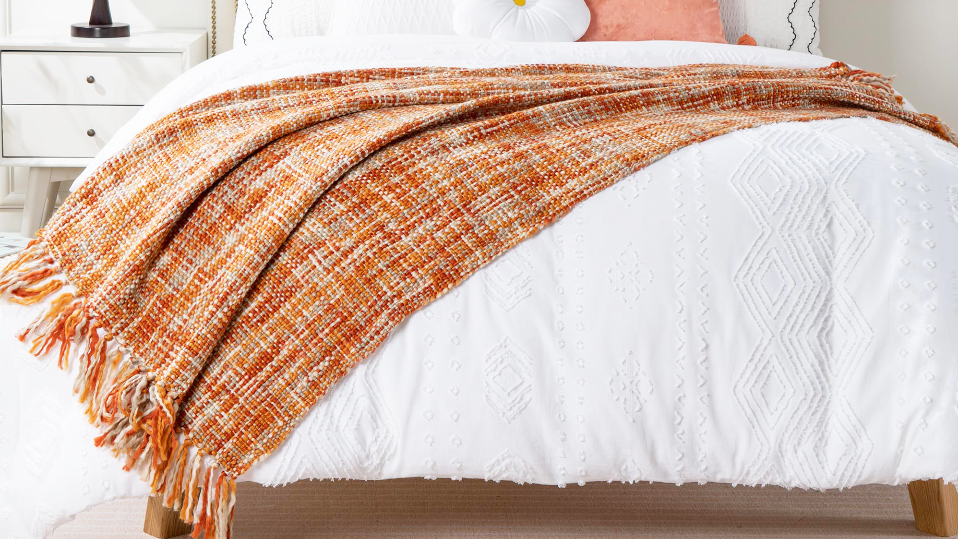 thumbnail video image 2 of Orange Throw Blanket for Couch,Decorative Fall Blanket,Halloween Throws for Home Decor,50"x60", 2 of 9