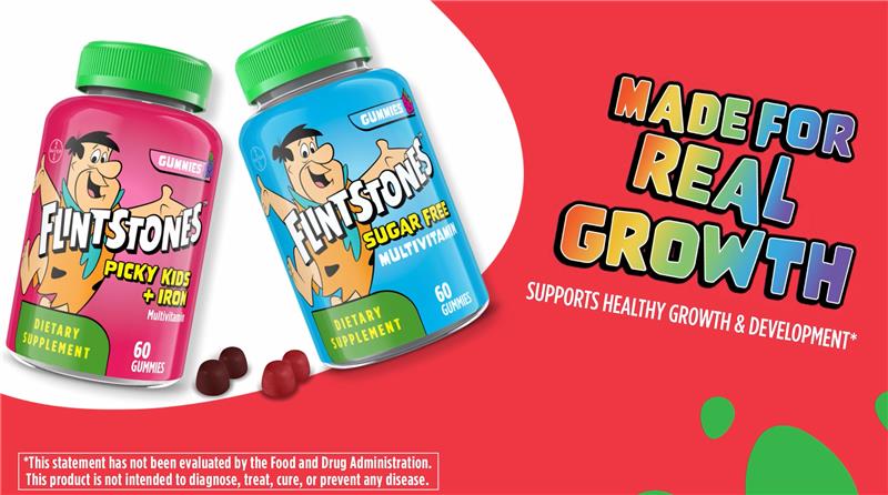 thumbnail video image 3 of Flintstones Multivitamins for Kids, Sugar Free Kids Multivitamin Gummies, with Vitamins A, C, E, B6 & B12, Raspberry Flavored Gummy Vitamins, 60 Count, 3 of 10