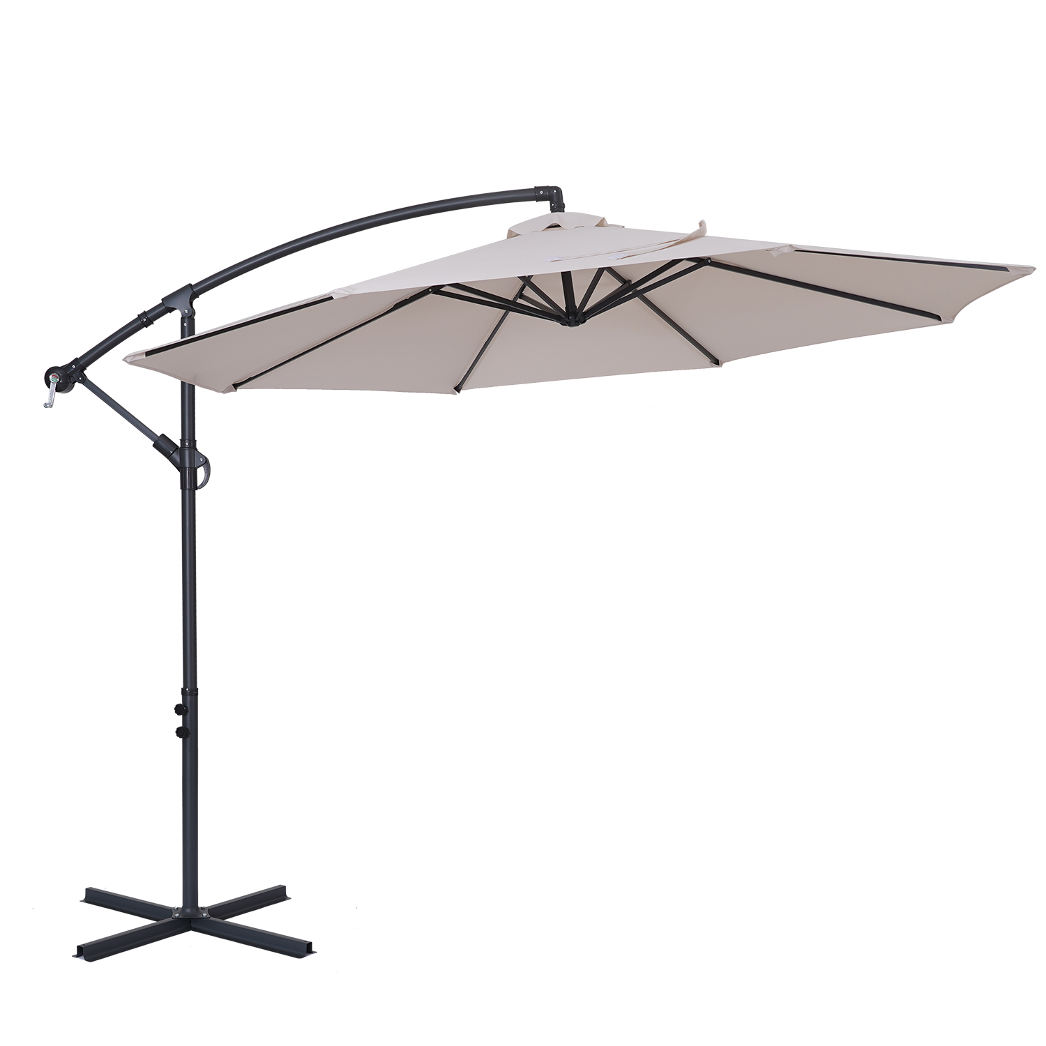 thumbnail video image 2 of ACEGOSES 10ft Outdoor Offset Patio Hanging Umbrella with Steel Ribs for Deck, Balcony and Garden,white, 2 of 8
