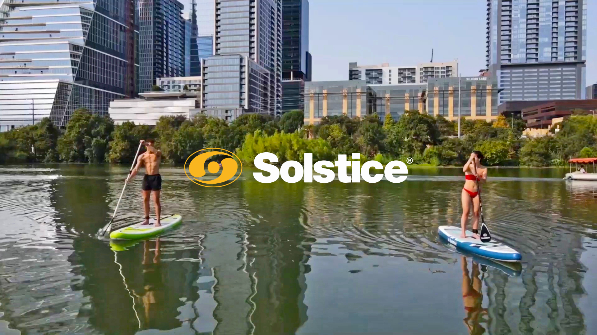 thumbnail video image 2 of Solstice Bali 10.5 Foot Stand Up Inflatable Paddle Board Set w/Camera Mount, 2 of 7