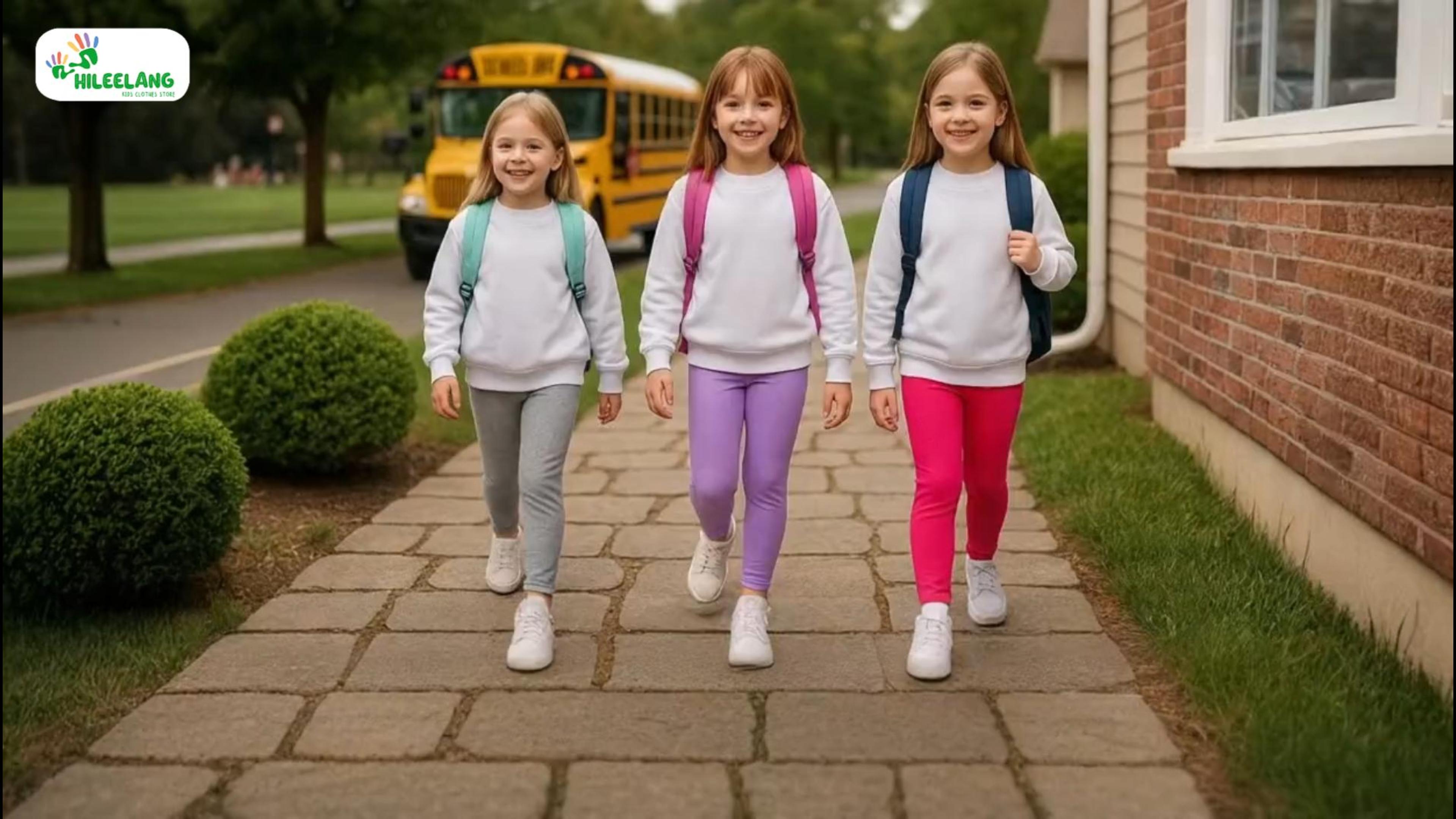 thumbnail video image 2 of HILEELANG Little Kids' Fall & Winter Leggings Ages 1 - 14Y 95% Cotton + 5% Spandex Soft & Skin - Friendly Stretchy & Non - Binding Colors Black Gray Navy Size 5 - 6Y, 2 of 11