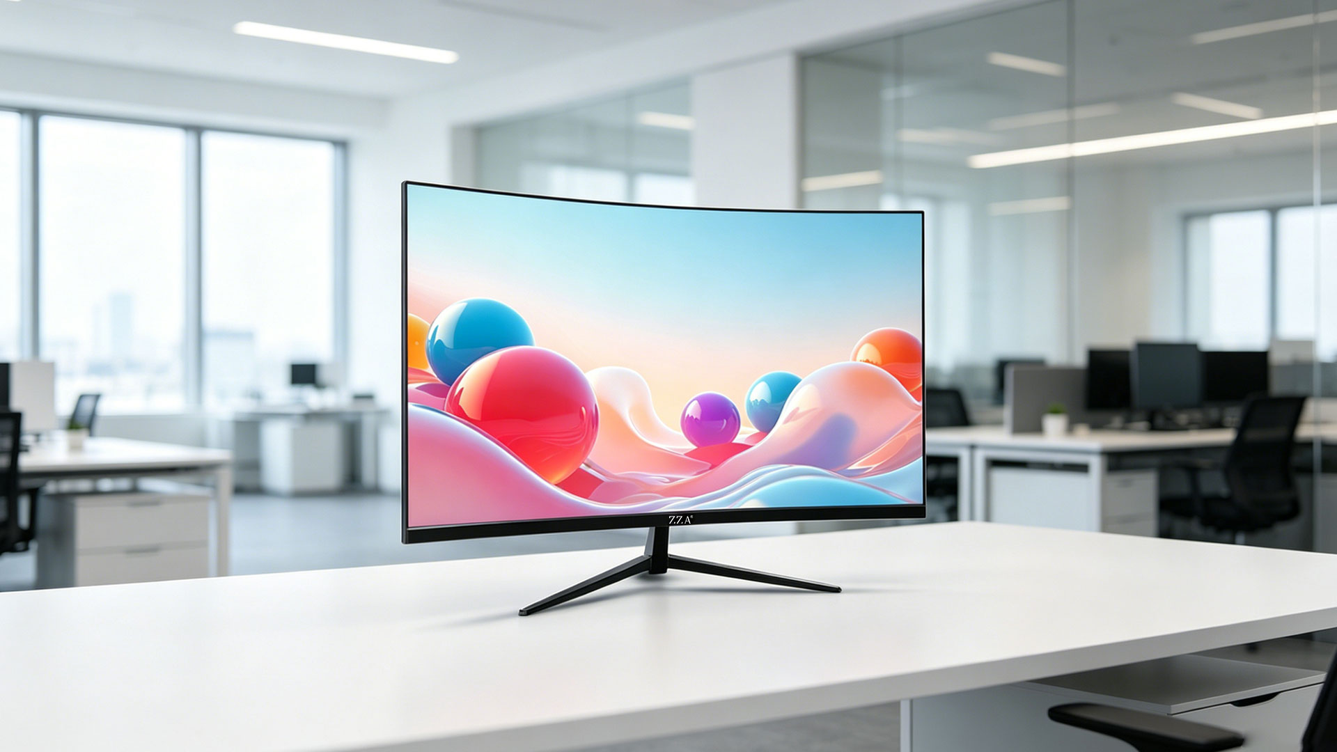 thumbnail video image 2 of ZZA 27 inch 100Hz Curved Monitor with 1K 1920x1080 Computer Screen 27 inch FHD with HDMI,VGA and Wall Mountable|1080P Frameless Eye Care PC Office Display for Working and Gaming, 2 of 9