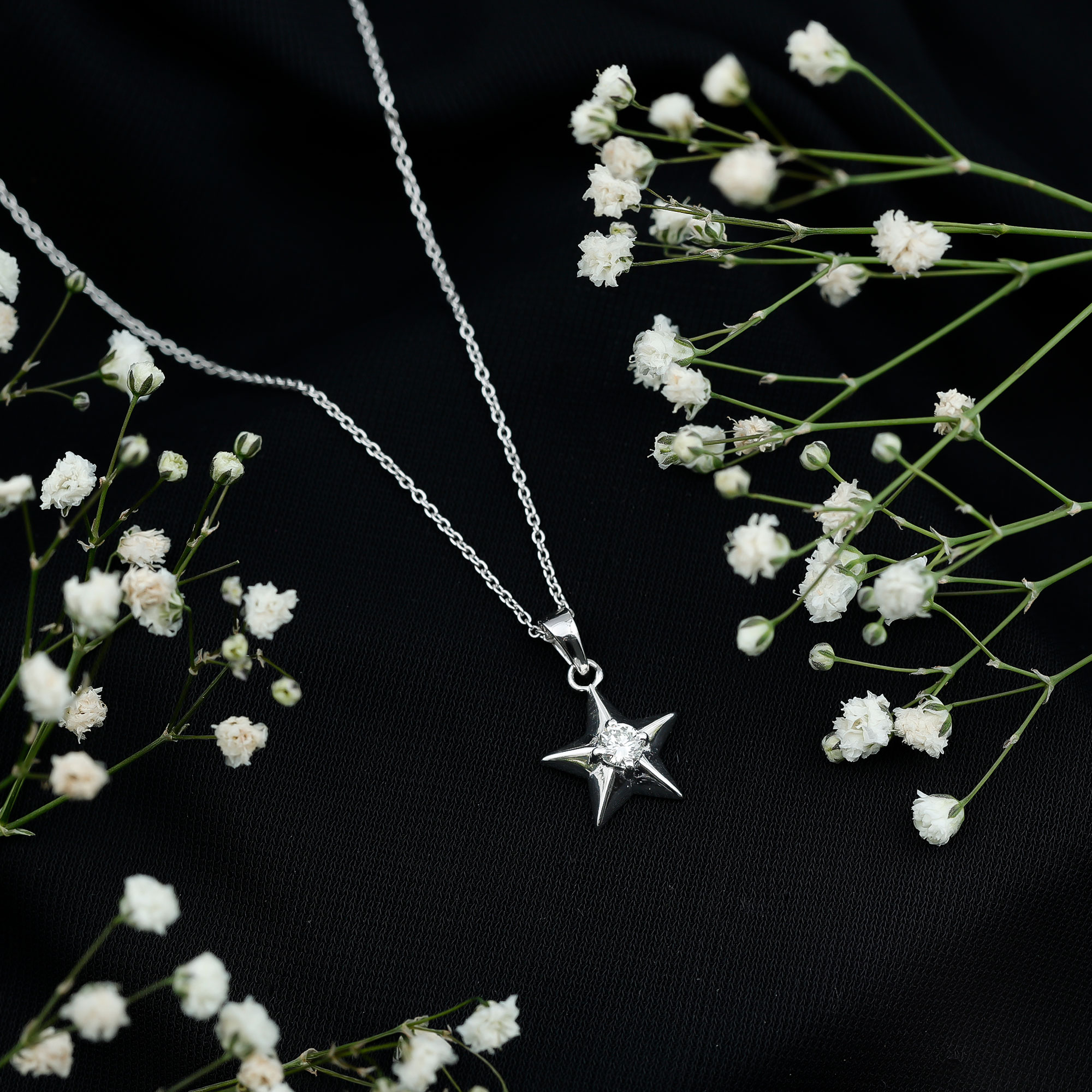 thumbnail video image 2 of Rosec Jewels Certified Moissanite Star Pendant Necklace for Women (D-VS1 Quality), 10K White Gold, 2 of 8