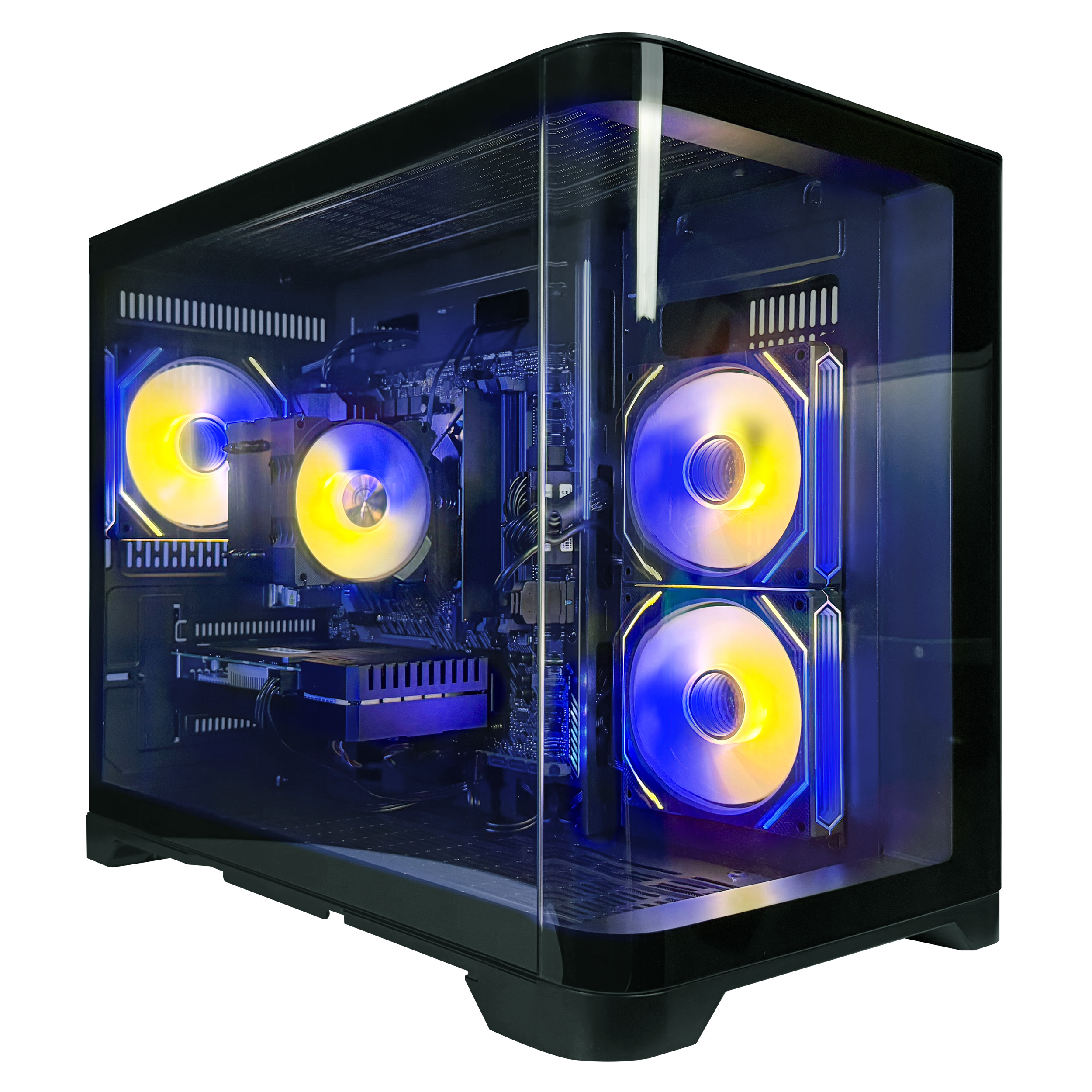 thumbnail video image 2 of Periphio Atlas Gaming PC, AMD Ryzen 5 5500 up to 4.2GHz with Radeon RX 6500XT 4GB GPU (Gaming Optimized), 16GB RAM, 1TB SSD, WiFi, Windows 11 Desktop, Black, Full Battlestation, 2 of 8