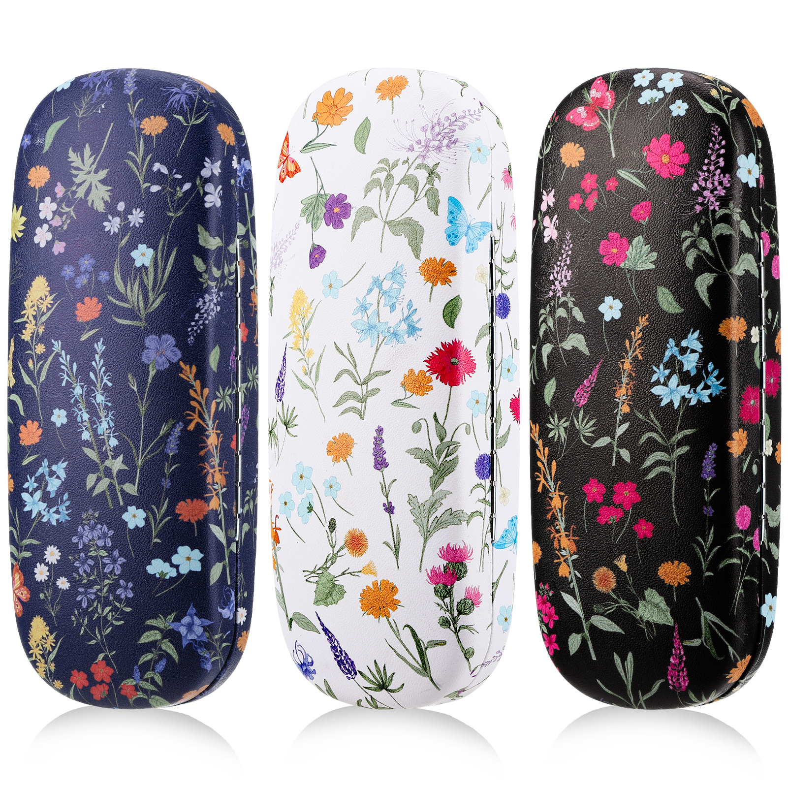 thumbnail video image 2 of sixwipe 3 Pieces Floral Pattern Eyeglasses Case, Portable Hard Shell Glasses Case for Women Men, Fabrics Flowers Glasses Case for Glasses Myopic Glasses Sunglasses, 2 of 8