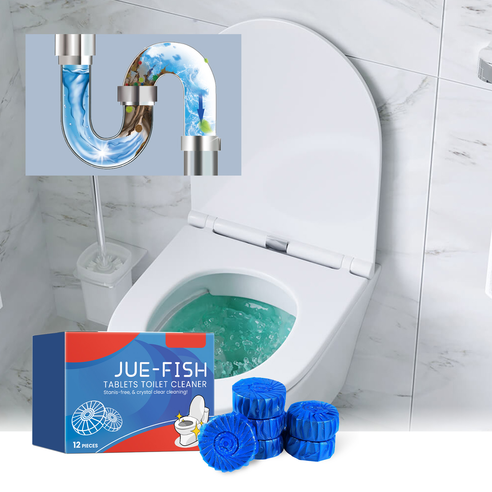 thumbnail video image 2 of Automatic Toilet Bowl Cleaner Tablets, Bathroom Toilet Tank Cleaner, 2 of 10