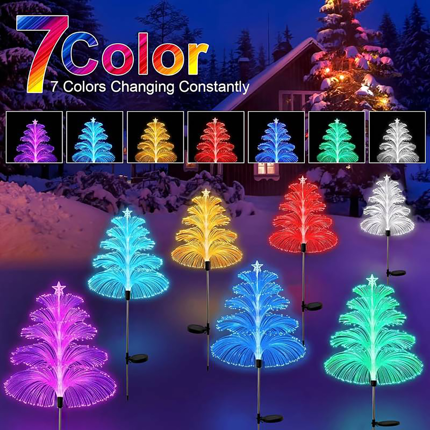 thumbnail video image 2 of Solar Garden Lights Outdoor Waterproof 7-Color Changing LED Jellyfish Lights with Solar Power, Light Sensor and Waterproof Design for Garden, Yard and Patio Decorative (2 Pcs), 2 of 9