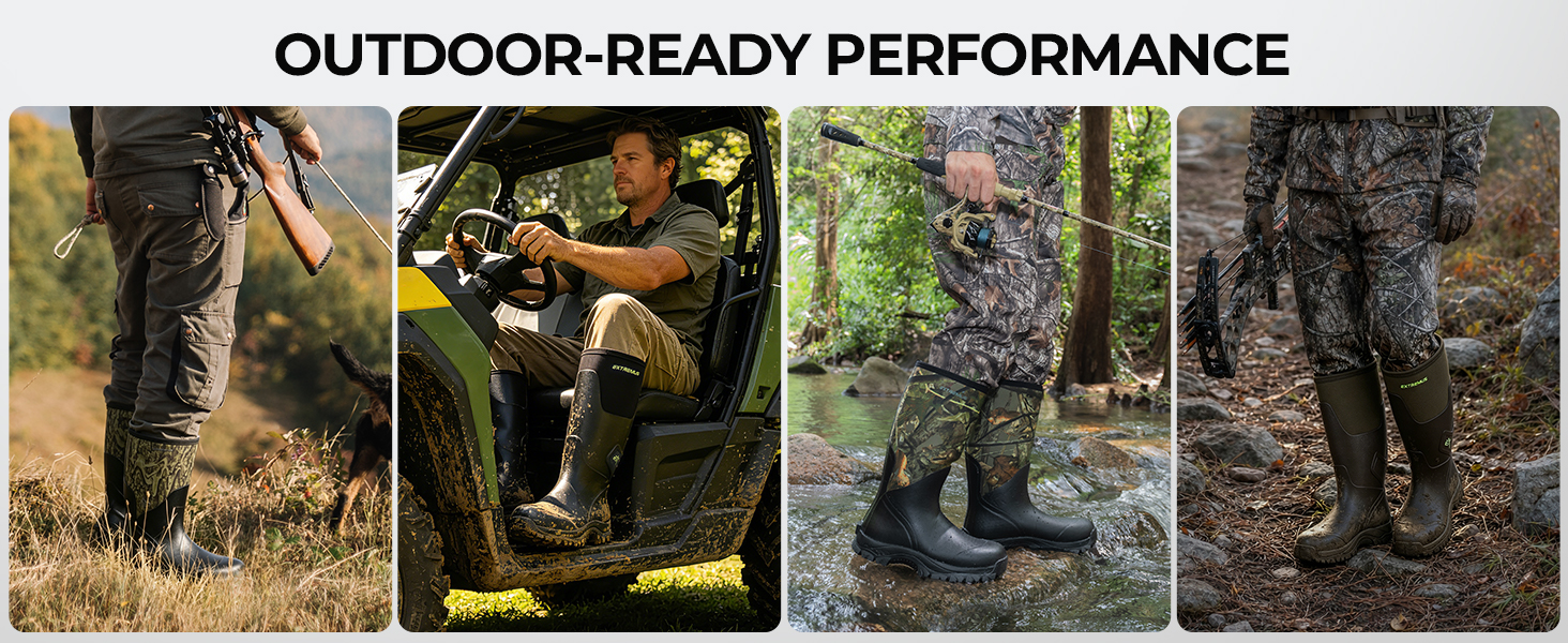 thumbnail video image 2 of Extremus by KastKing MudRidge Men's Rubber Hunting Boots, Waterproof, 6mm Neoprene, Anti-Slip, 2 of 7