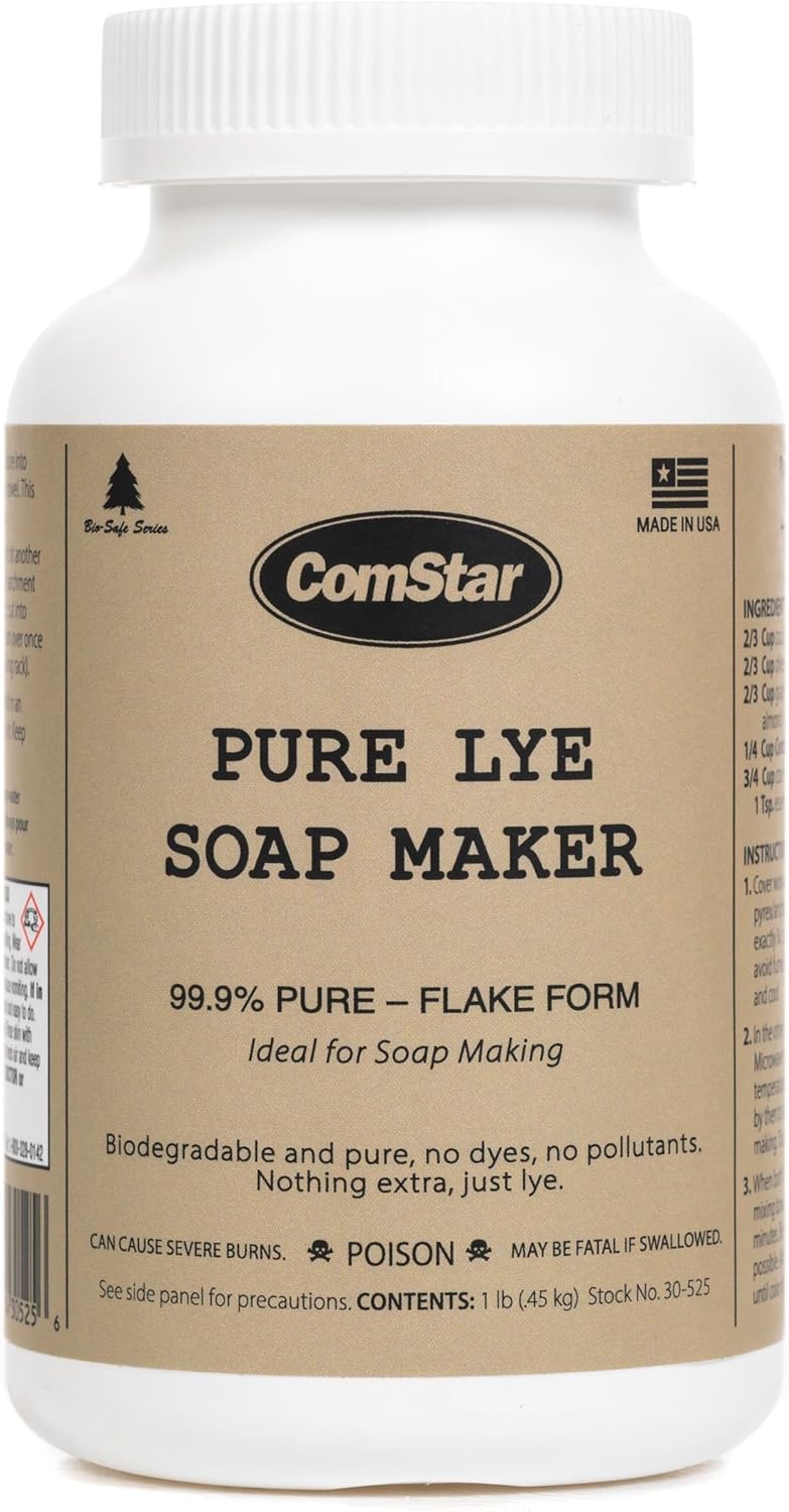 thumbnail video image 2 of ComStar Pure Lye Flakes | 1 Pound, 99% Pure Sodium Hydroxide Flakes, Ideal for Soap Making, Food Prep, Cleaning and More (30-525), 2 of 5