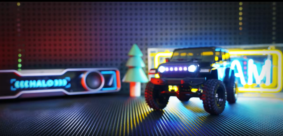 thumbnail video image 2 of 1/18 Scale 4WD RC Rock Crawler Off-Road Truck for Wrangler-Style with High Torque Brushed Motor, Waterproof ESC, LED Light, All Terrain Climbing Car -RTR /4 Batteries, 2 of 10