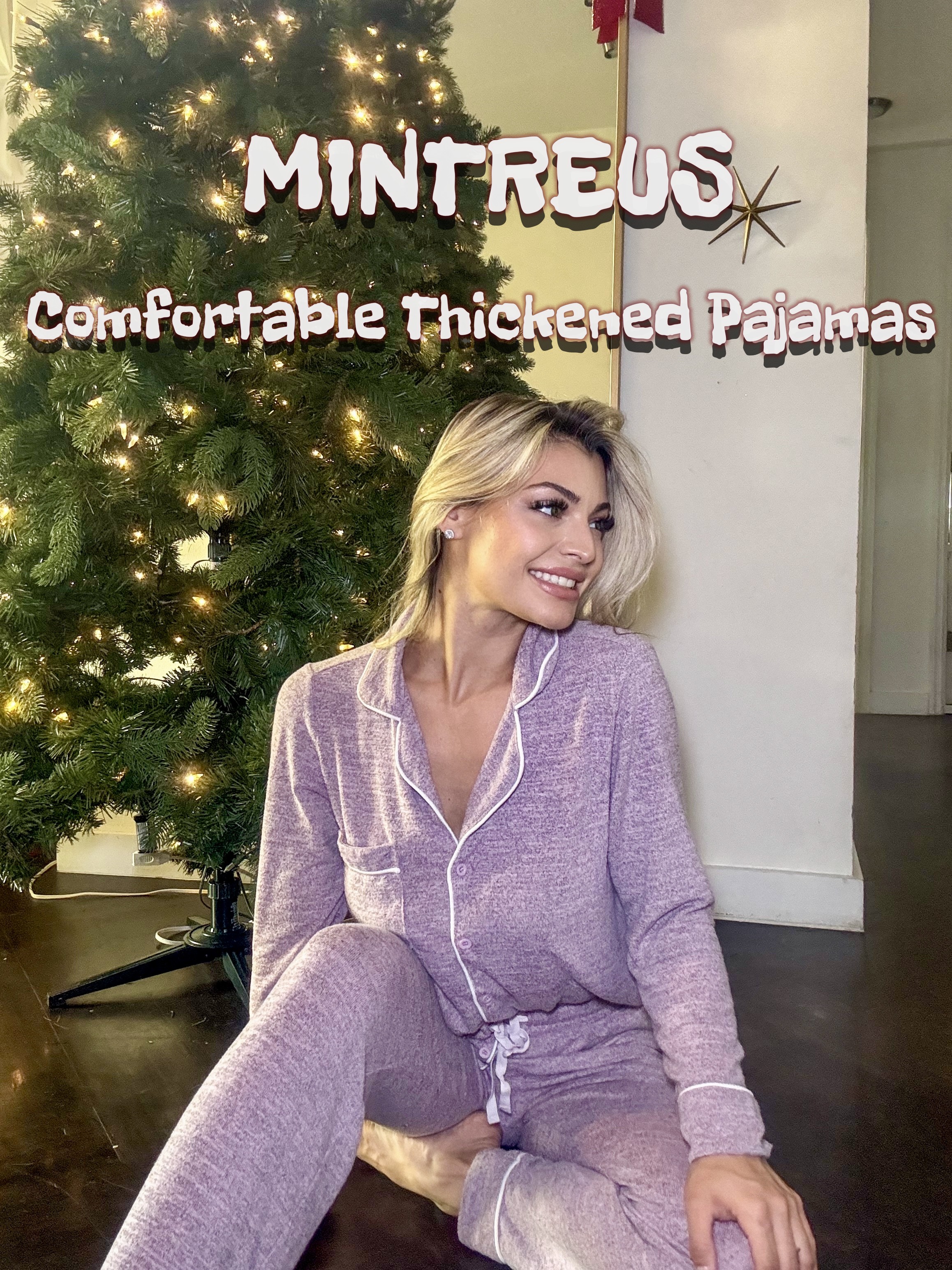thumbnail video image 2 of MINTREUS Women's Pajama Sets Knit Long Sleeve Button Down Pjs Soft Sleepwear Lounge Sets with Pockets, 2 of 9