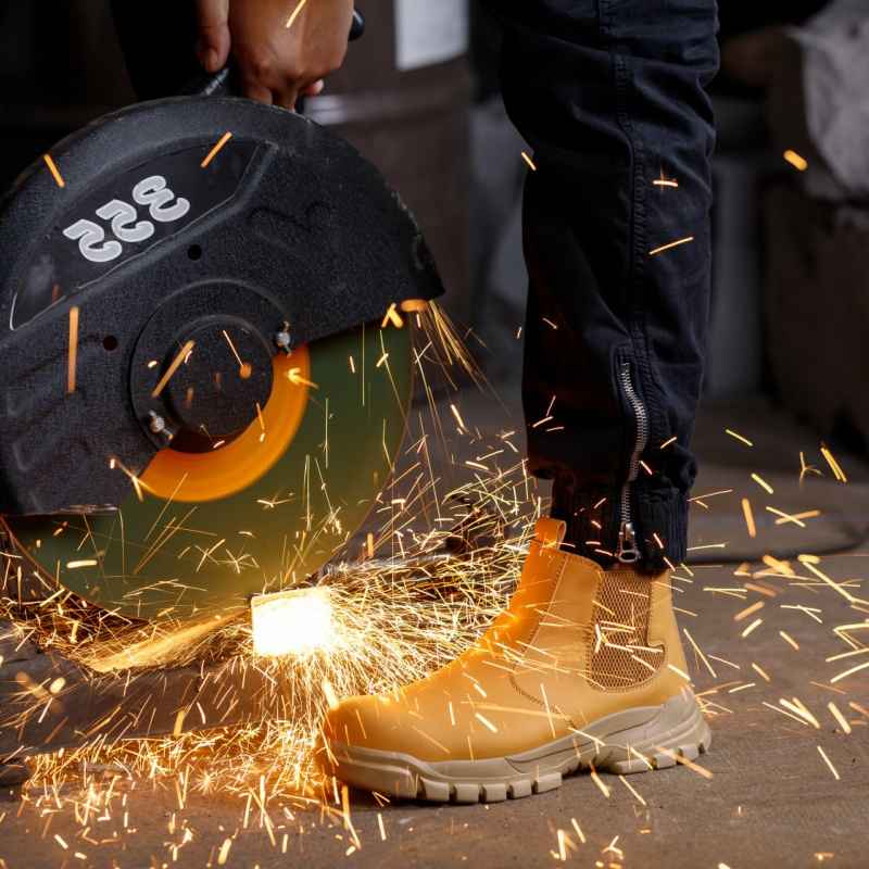 thumbnail video image 2 of Work Boots for Men, Slip On Steel Toe Chelsea Safety Boots, Waterproof Slip Resistant Work Shoes, Lightweight Comfortable Breathable Non Slip Safety Toe Shoes, 2 of 10