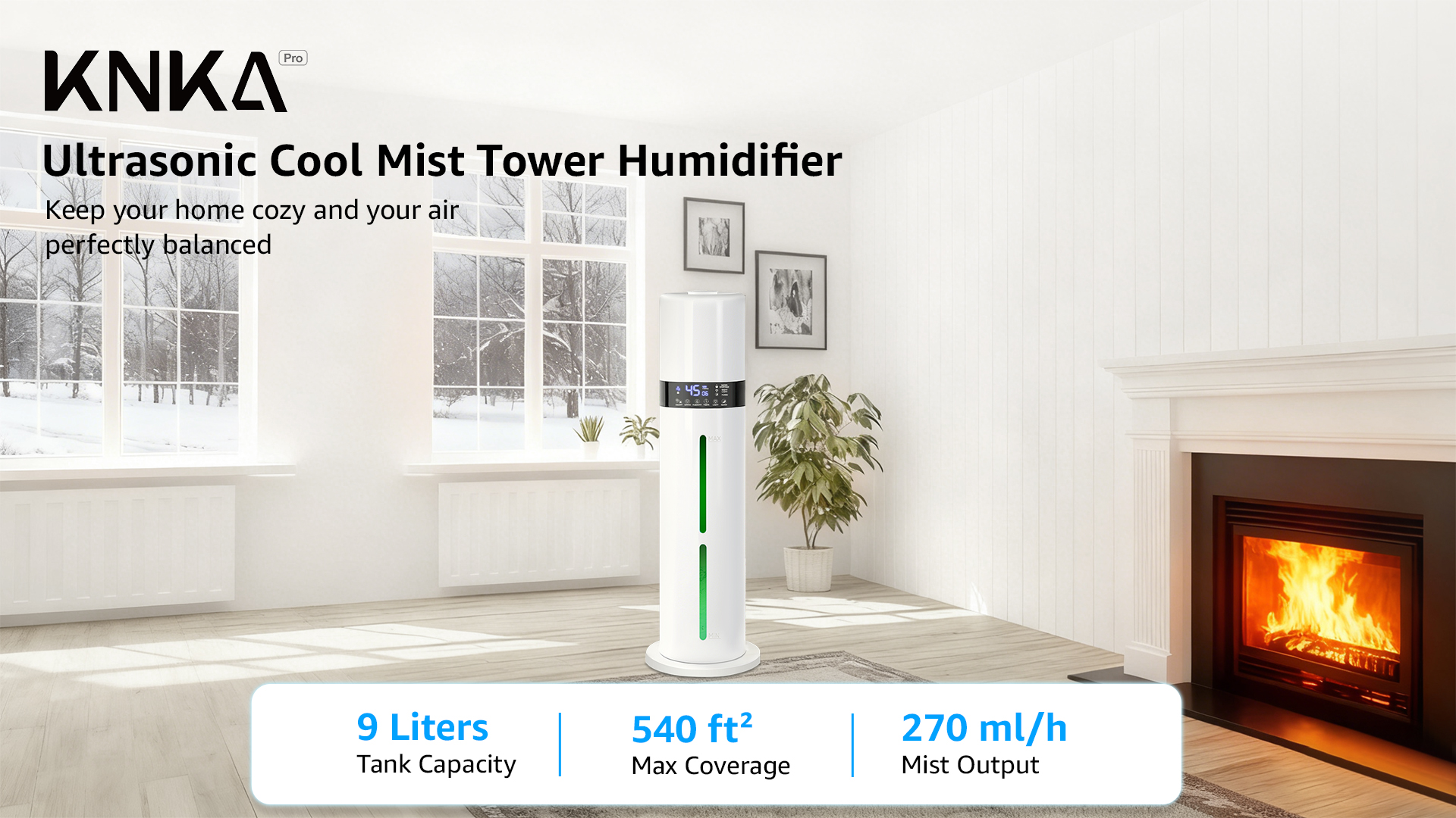 thumbnail video image 2 of KNKA Pro Humidifier for Home Large Room Bedroom, 9L Humidifiers for Room, Easy Top Fill, Smart Humidity Control & Essential Oil Diffuser, Quiet, Remote Control,White, 2 of 11