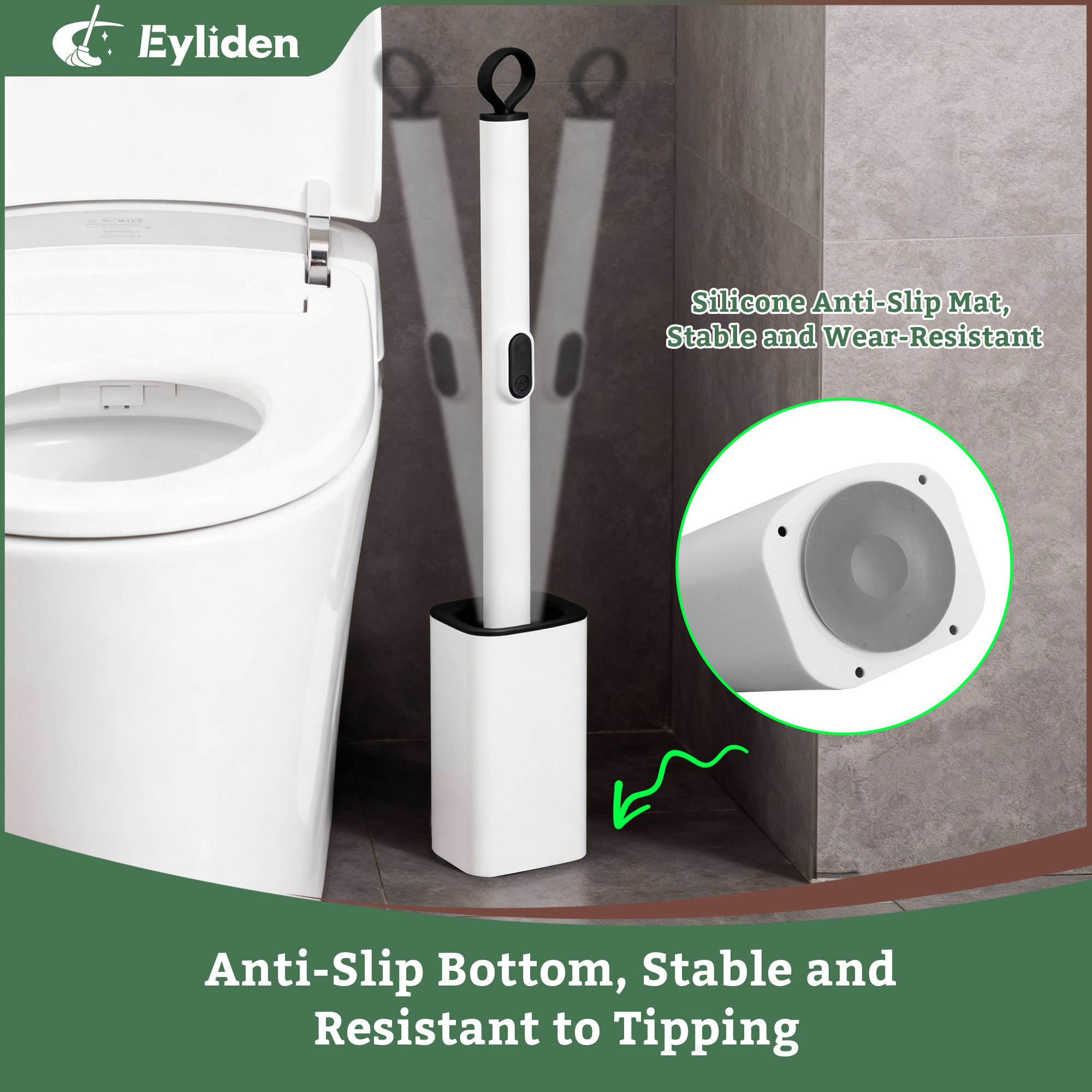 thumbnail video image 2 of Eyliden Disposable Toilet Brush and Holder Set with 30PCS Dry Wipes, White, 2 of 9