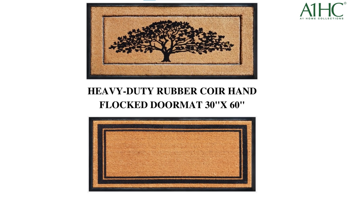 thumbnail video image 2 of A1HC 30"x60" Natural Coir & Rubber Markham Picture Frame Door Mat, Heavy-Duty, Anti-Shed, Fade-Resistant, Durable Outdoor Welcome Mat, 2 of 7