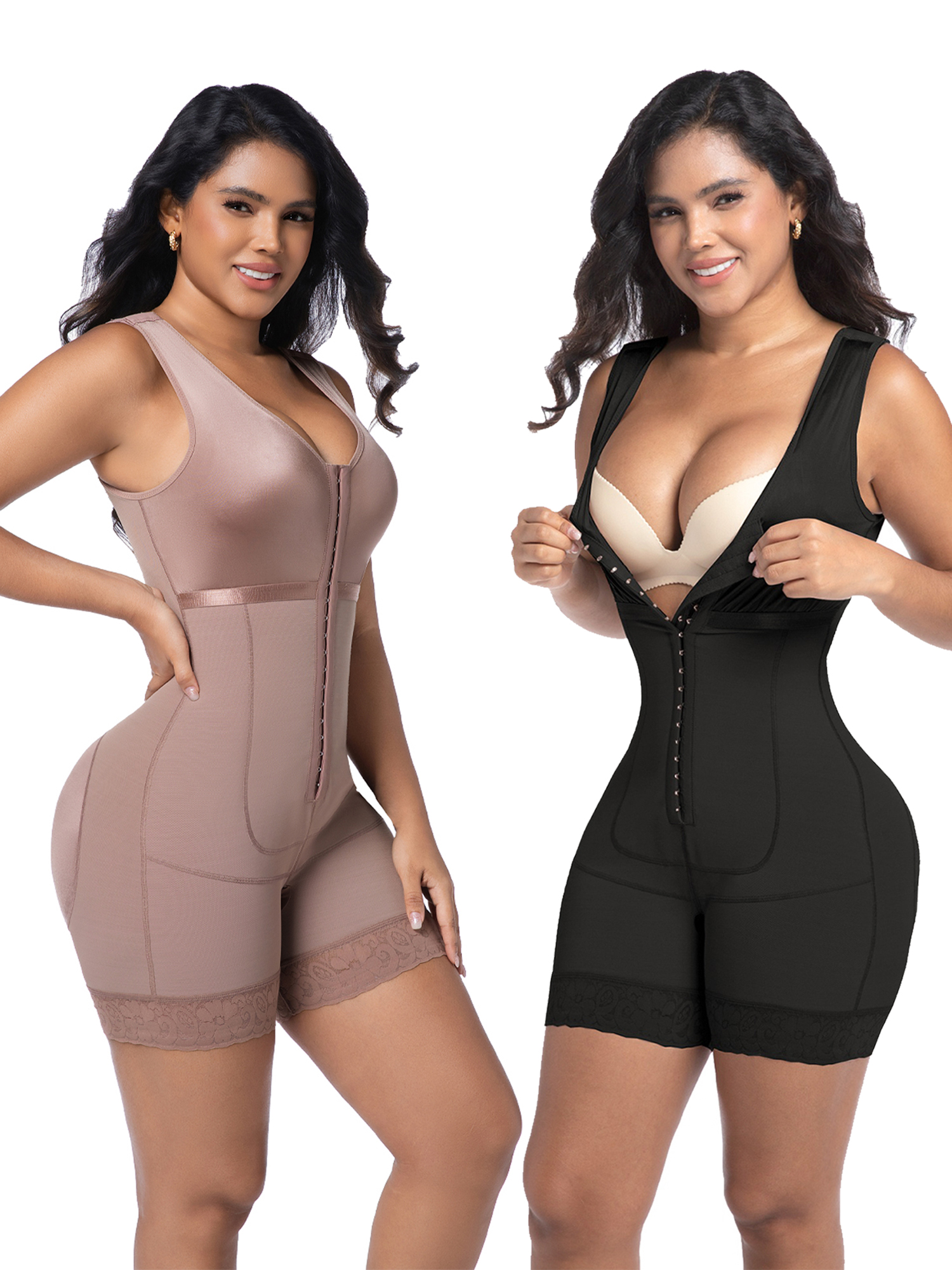 thumbnail video image 2 of LEZSHOOU Women Fajas Colombianas Shapewear Stretchy Tummy Control Full Body Shaper Bodysuit, 2 of 7