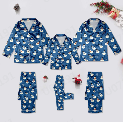 thumbnail video image 2 of HNMKIU Matching Family Pajamas Sets Long Sleeve Christmas Sleepwear Comfortable Family Holiday Outfits for Home andPhotos Blue_006,Women:XXL, 2 of 7
