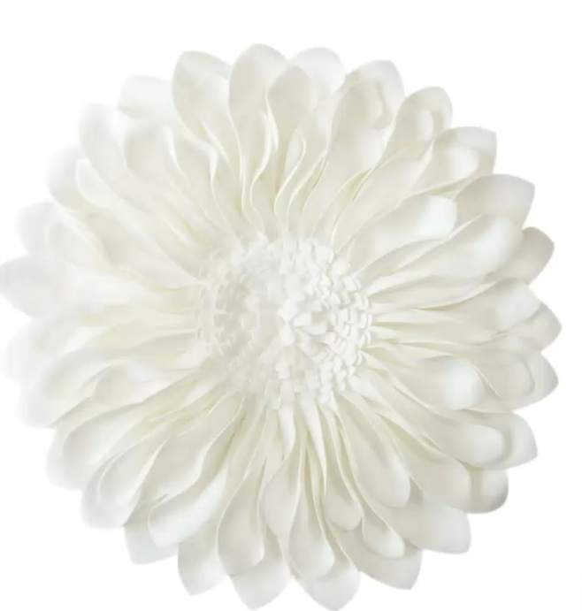 thumbnail video image 2 of JWH 3D Handmade Round Decorative Soft Suede Flower Throw Pillows for Bedroom Couch Bed Decor 14inch White, 2 of 9