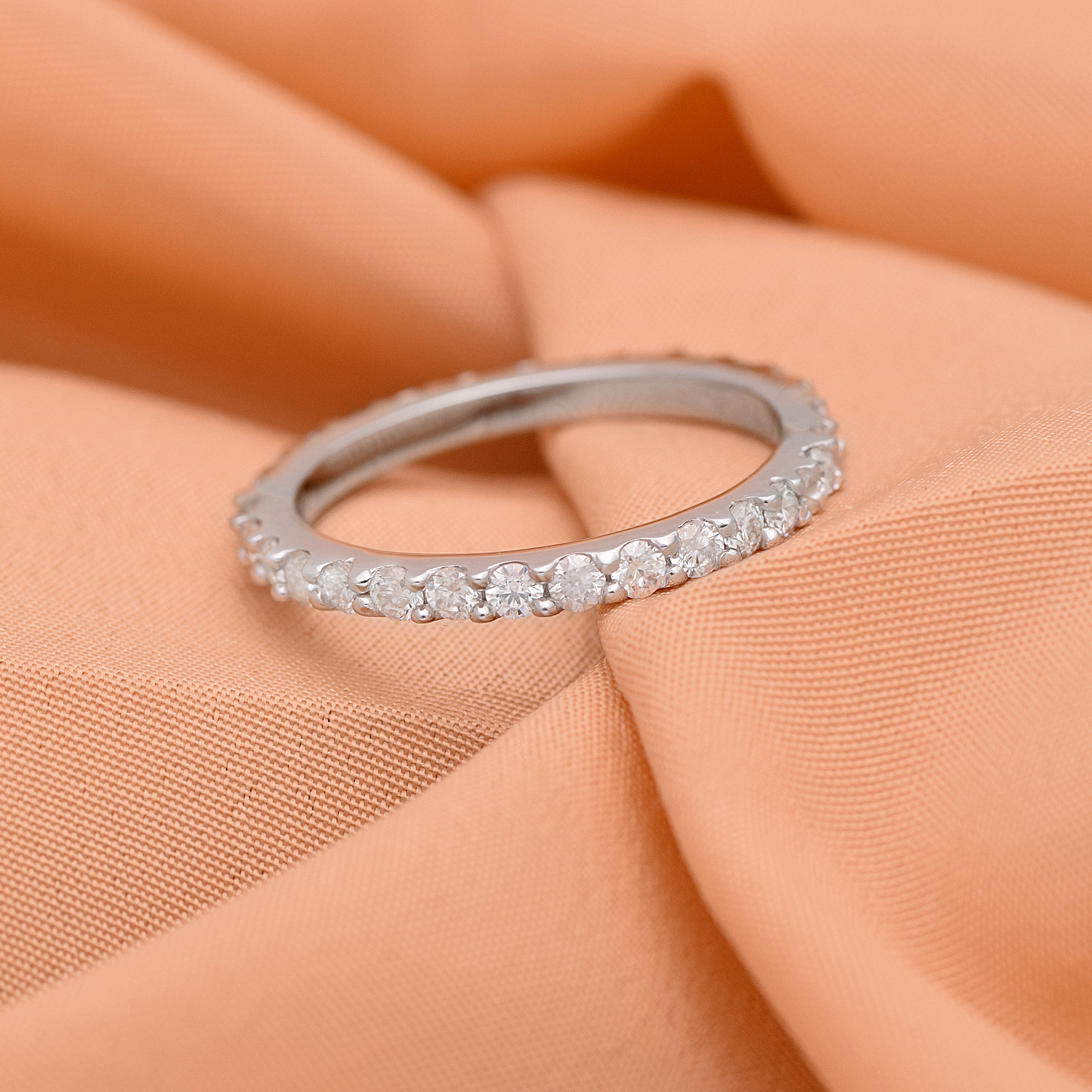 thumbnail video image 2 of Mooneye 0.60 Ctw Round Moissanite 925 Sterling Silver Full Eternity Women Graduation Gift Ring, 2 of 9