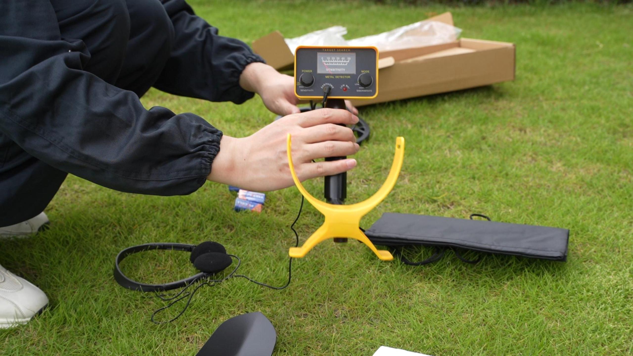 thumbnail video image 2 of EZBY Metal Detector for Adults & Kids,High Precision Gold Digger with 2 Modes,6 Batteries, Adjustable 31"-44" Rod, Waterproof Search Coil & Rod to Hunt Treasure in Beach Backyard, 2 of 10