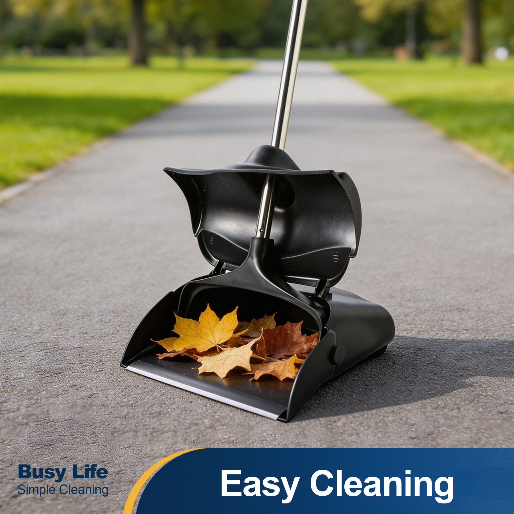 thumbnail video image 2 of Yocada Commercial Wheeled Dustpan with Windproof Cover Heavy-Duty Large Capacity for Indoor&Outdoor,Black, 2 of 9