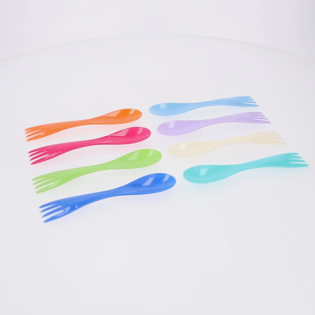 Your Zone 8-Piece Multi-Colored Plastic Spork Set, Reusable