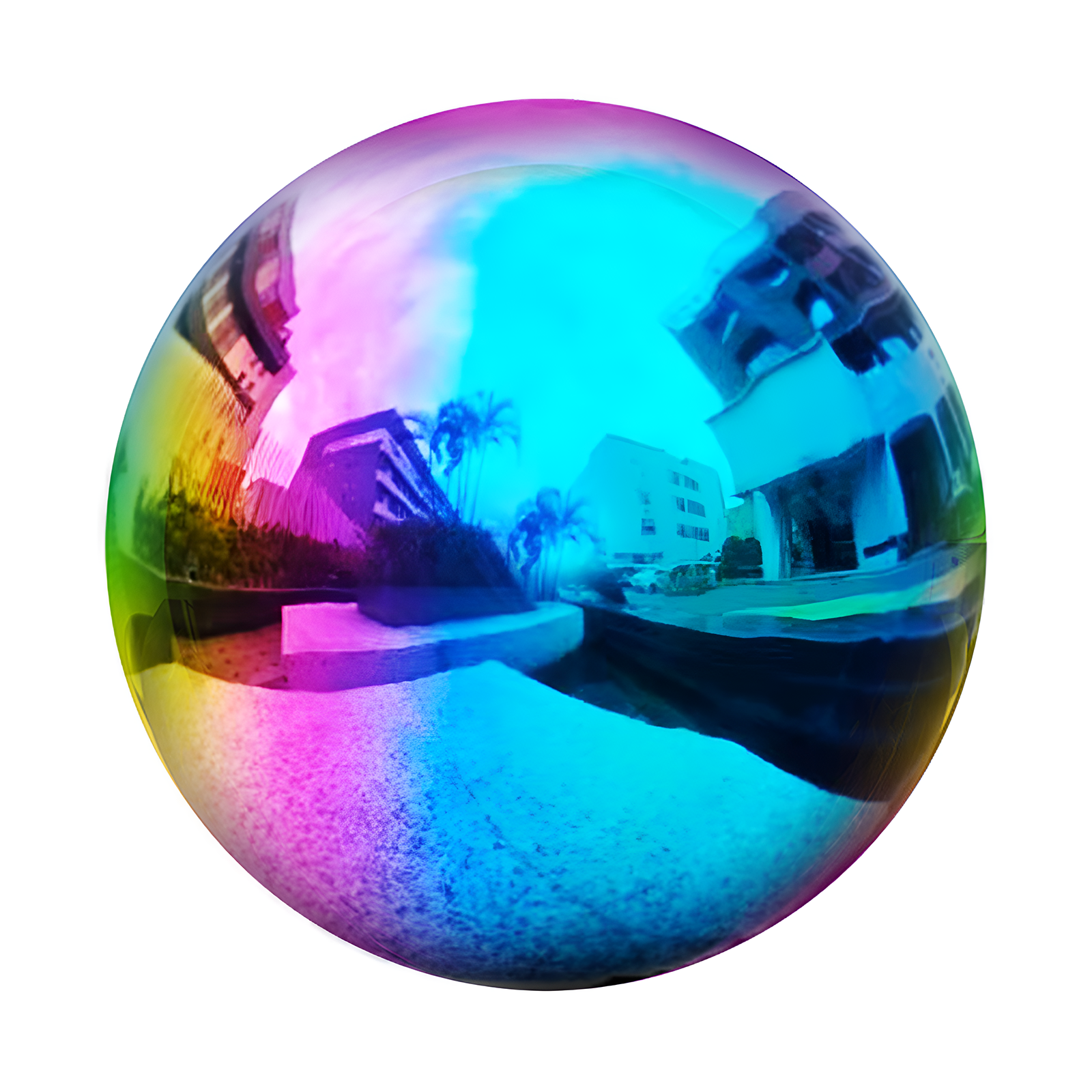 thumbnail video image 2 of 10-Inch Colorful Stainless Steel Gazing Ball – Vibrant Mirror Sphere for Home, Garden, Patio, Outdoor or Indoor Decor, 2 of 9