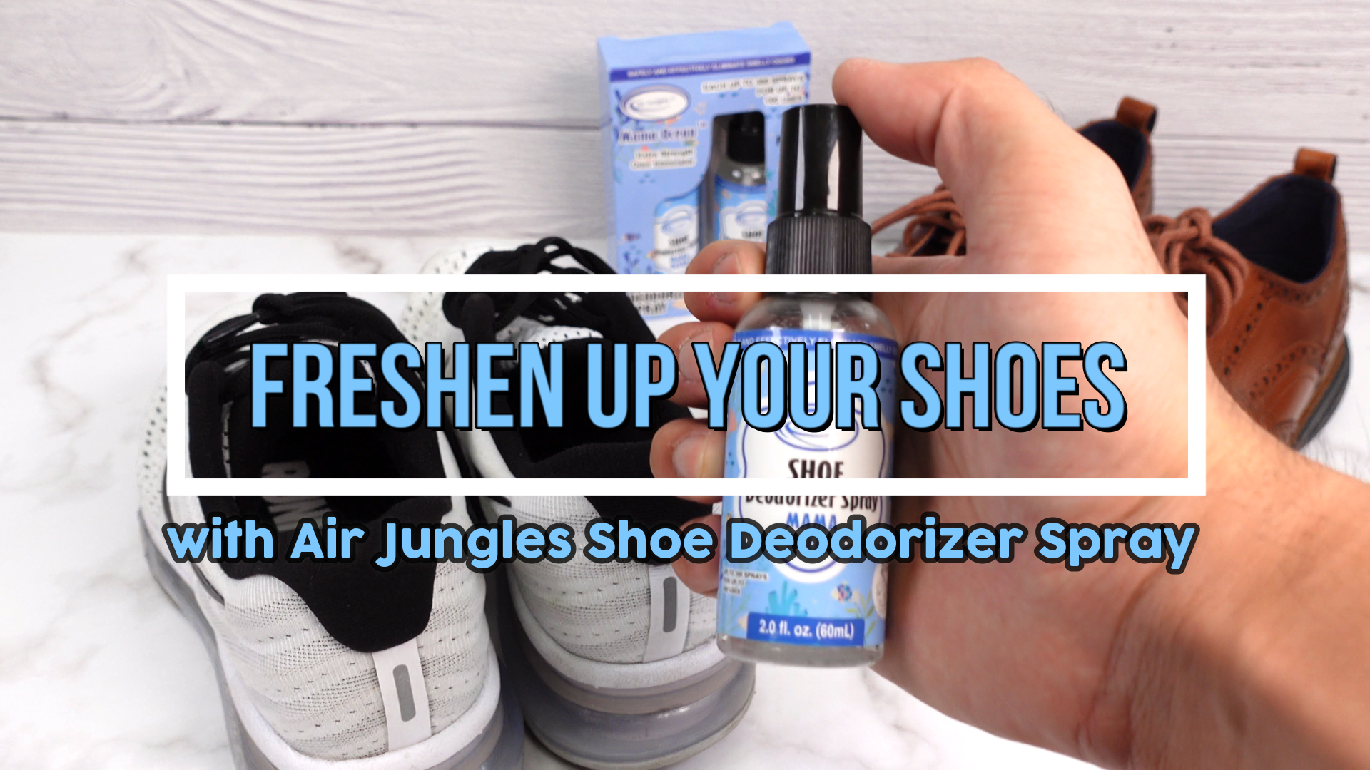thumbnail video image 2 of Air Jungles Odor Deodorizer Spray for Shoes, Gym Bags, Drawers, and Locker, Mama Ocean Scent, Natural Tea polyphenols and Essential Oil Long Lasting Odor Eliminator Air Freshener, 2 of 8