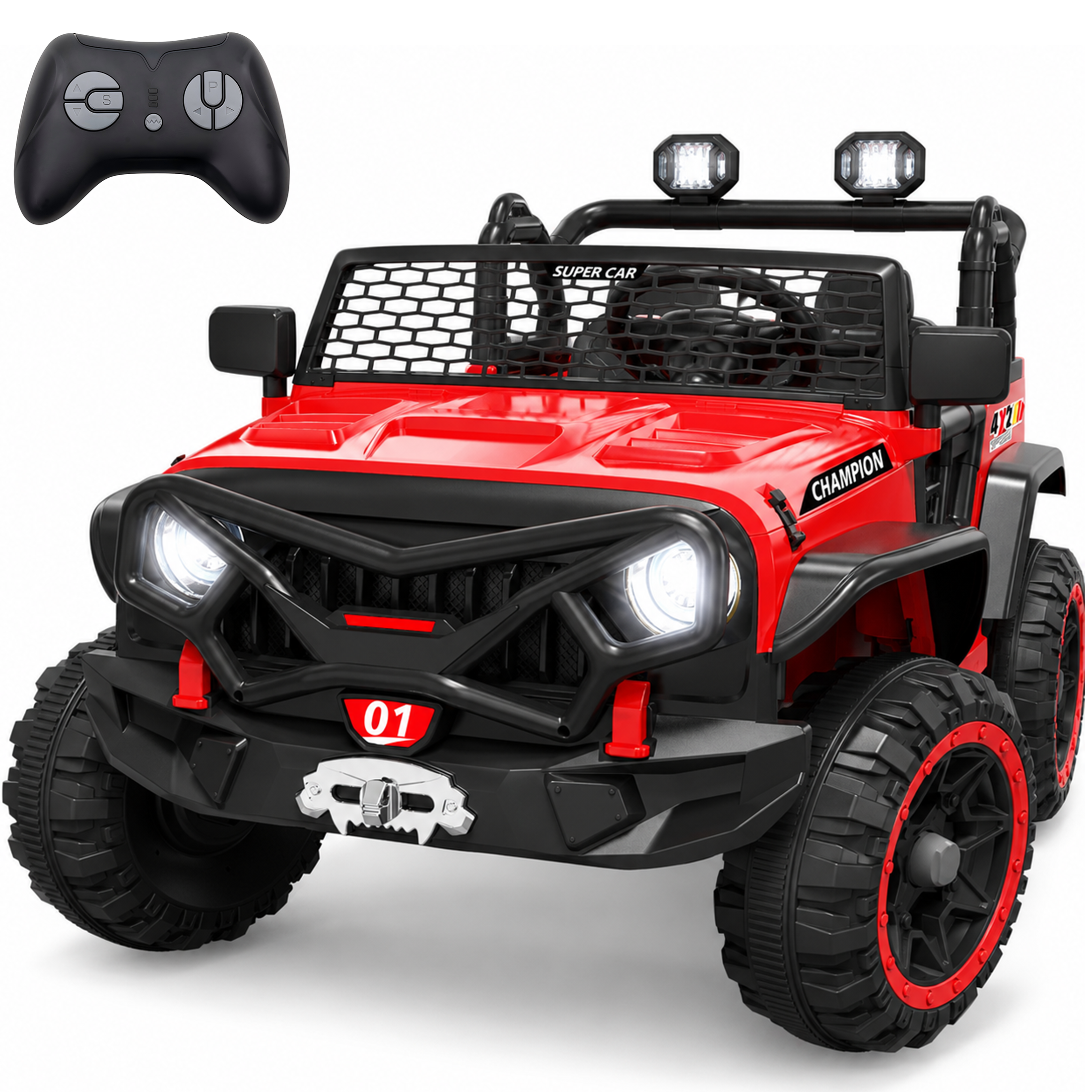 thumbnail video image 2 of 24V 2 Seater Ride on Toys for Kids, Powered Ride on Car with Remote Control, 4 Wheel Suspension, Bluetooth, Music, LED, Dual 200W Motors, Soft Start, Electric Car for Big Kids Girls Boys 3-8, Red, 2 of 9