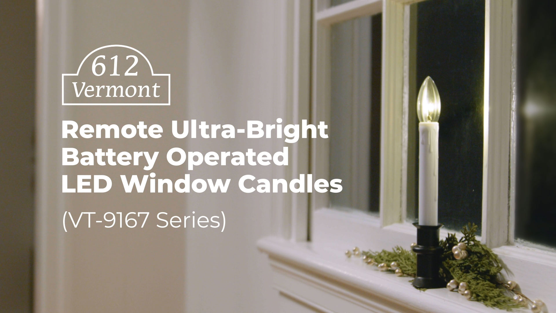 thumbnail video image 2 of 612 Vermont Slimline Ultra-Bright LED Window Candles, Battery Operated, Remote Control, Metal Base (Antique Bronze), 2 of 9