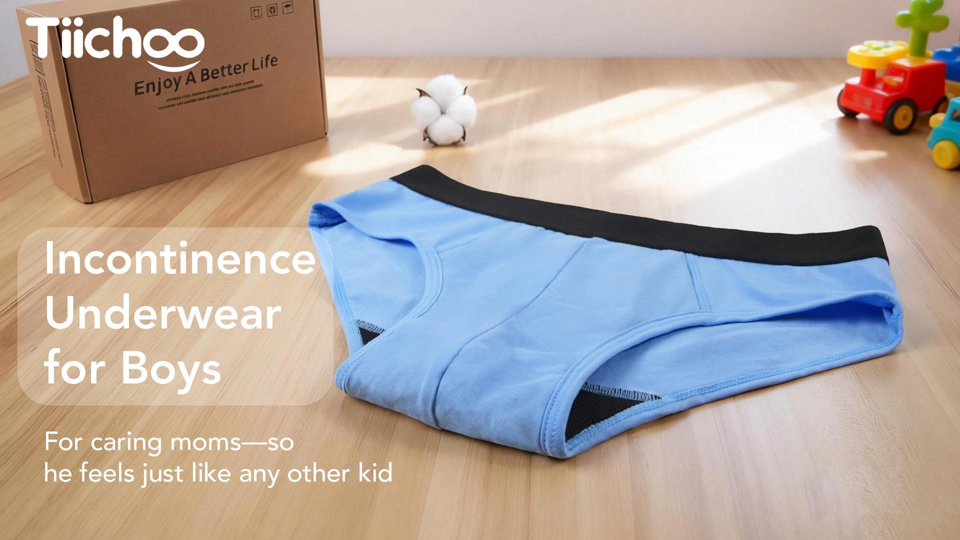 thumbnail video image 2 of TIICHOO Washable Incontinence Underwear for Children Leakproof Underwear for Boys 7 Pack (Medium, Black/Gray/Blue/2 Orange/2 Neon Green)​, 2 of 8