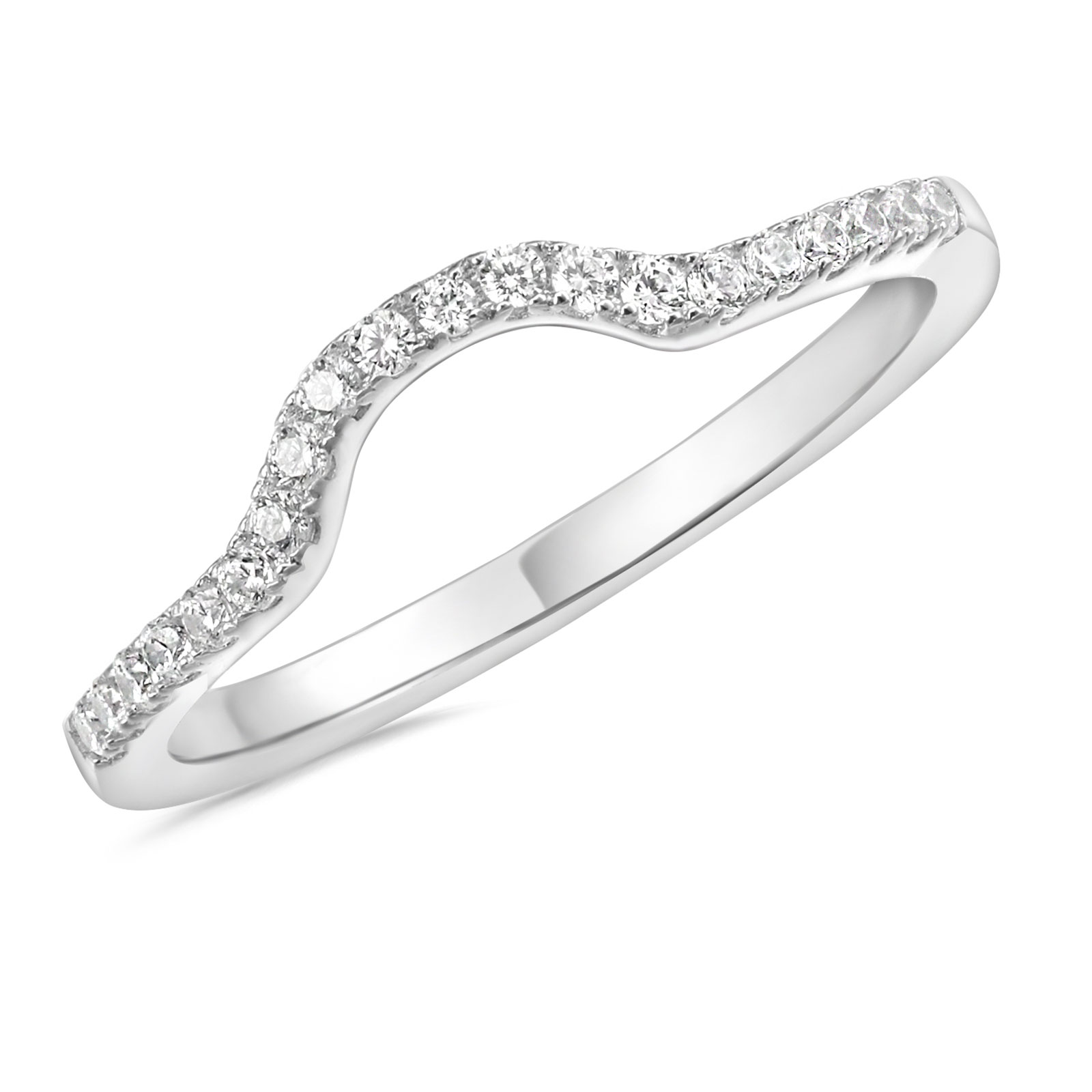 thumbnail video image 2 of Newshe Jewellery Moissanite Wedding Band 925 Sterling Silver Eternity Rings for Women Stackable Curved Engagement Bridal Gift Size 6, 2 of 7