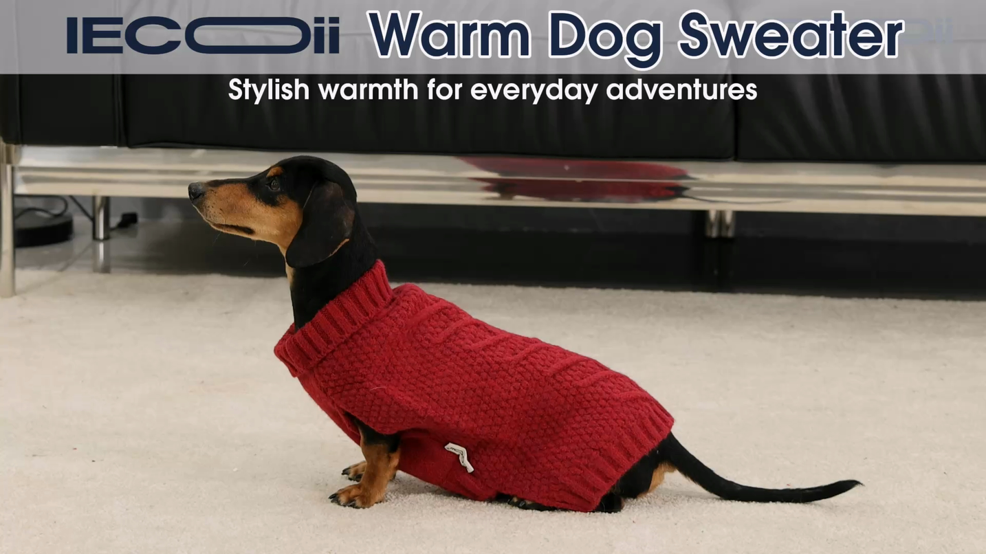thumbnail video image 2 of IECOii Dog Sweaters Warm Stretchy Pet Clothes for Christmas Halloween Pullover Winter Knitwear for Medium Dogs,Red,M, 2 of 9
