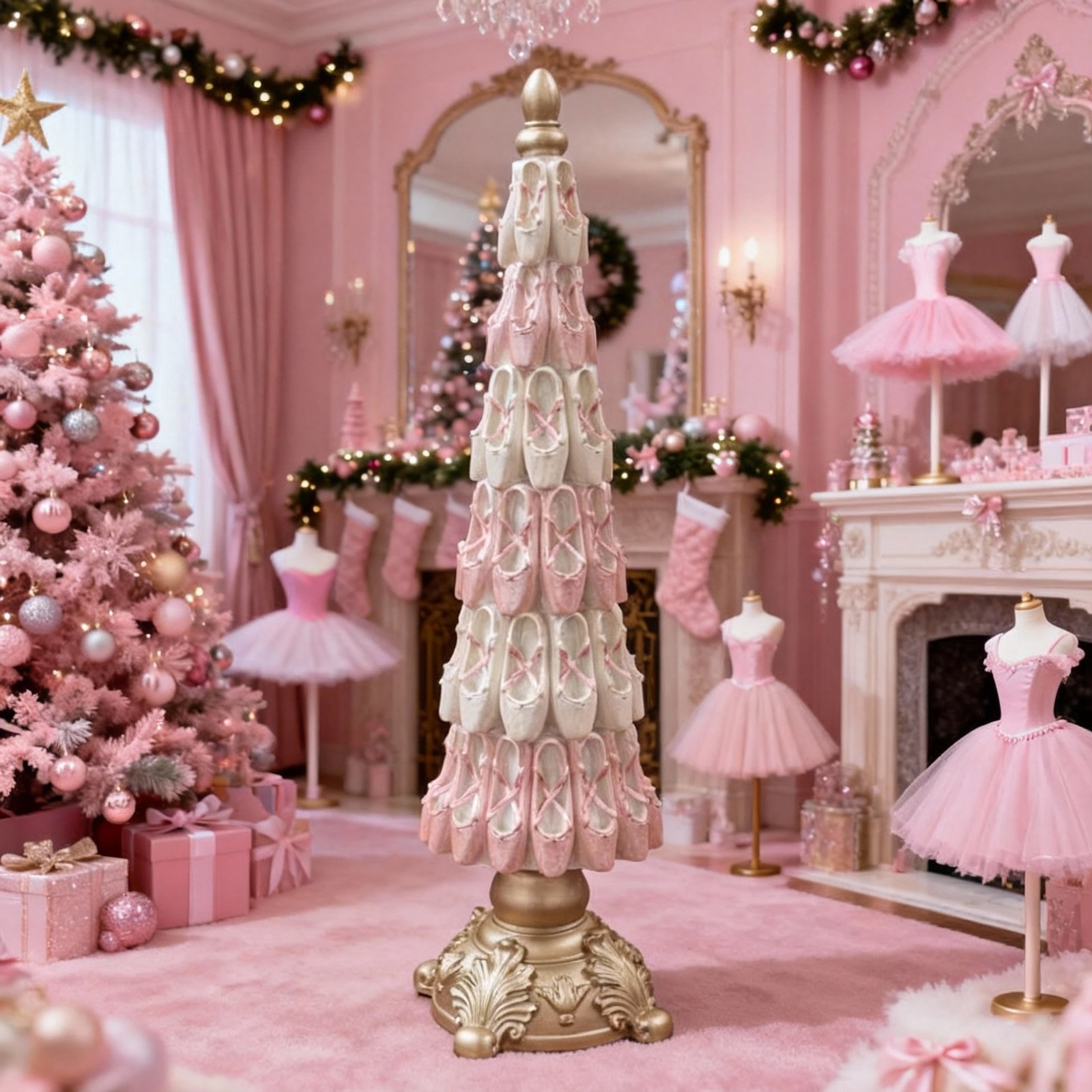 thumbnail video image 2 of Ballerina Shoe Tree Resin Ornament, Pink Ballet Glittered Decoration for Christmas Tree, Perfect Pinktrend Gift and Home Decor Present, 2 of 10