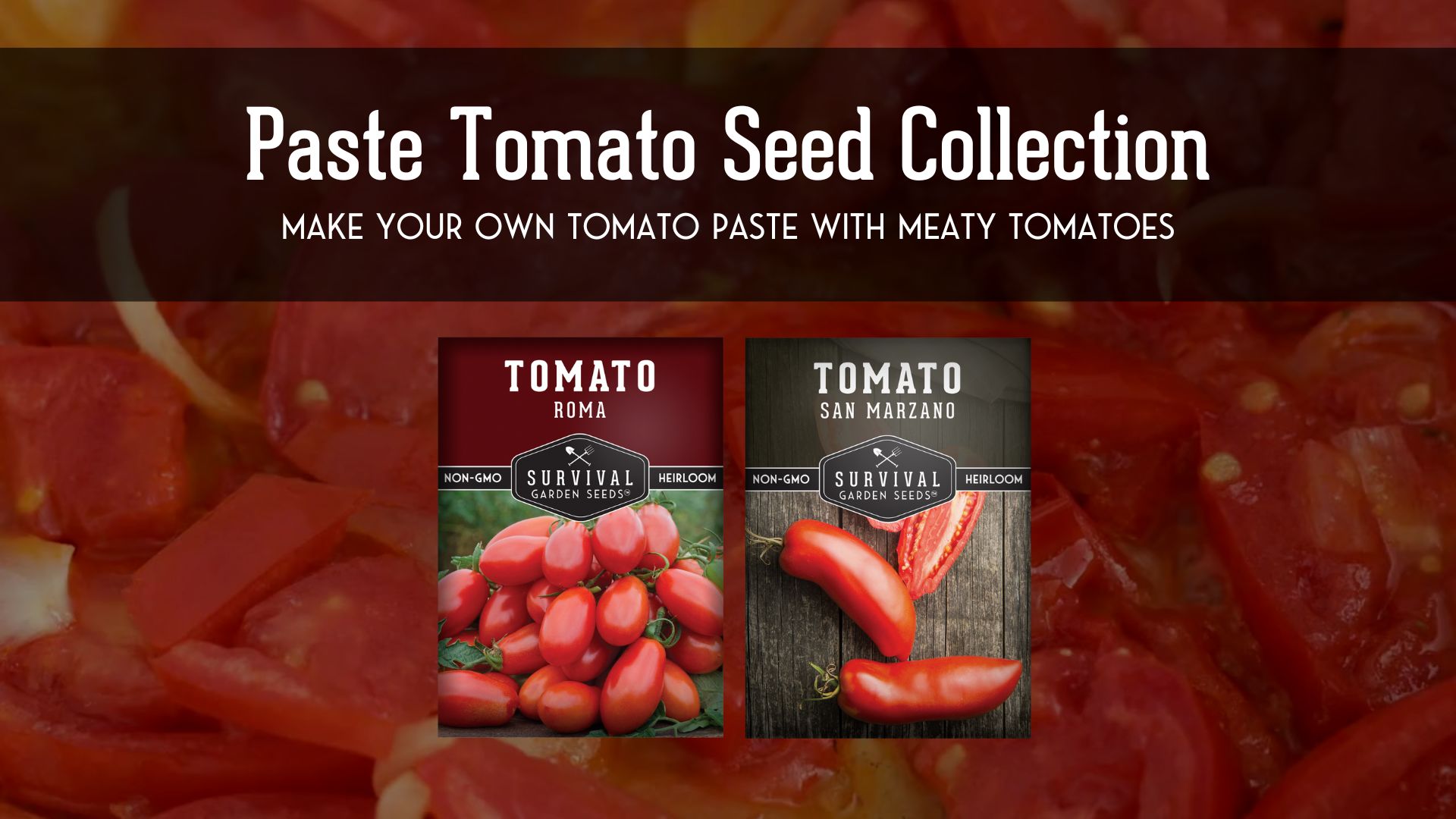 thumbnail video image 2 of 2 Pack Paste Tomato Seed Collection - Roma, San Marzano - Full Sun Annual Vegetable, 2 of 7