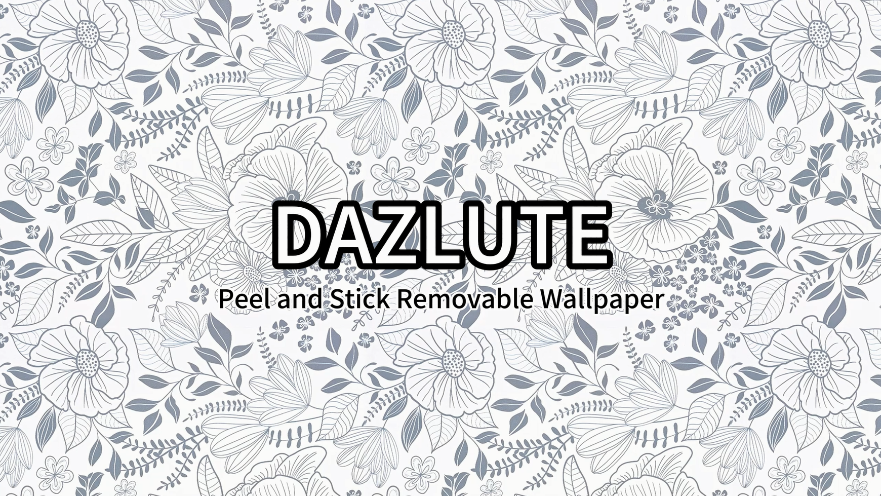 thumbnail video image 2 of DAZLUTE Peel and Stick Removable Wallpaper White Blue Floral Contact Paper Wallpaper,17.72" x 118", 2 of 8