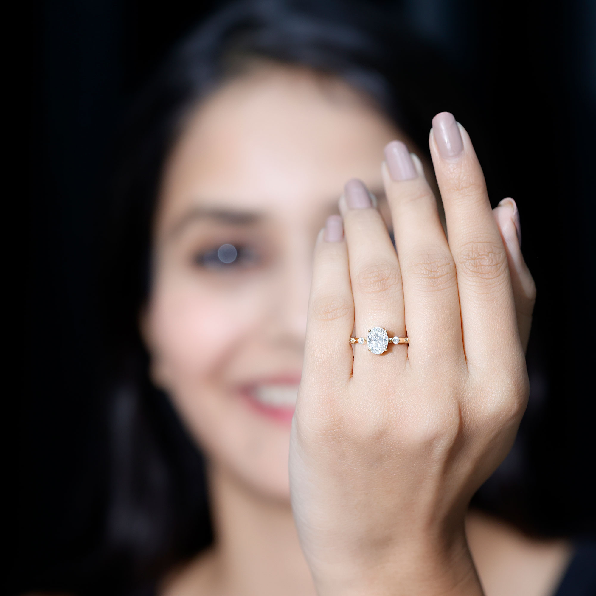 thumbnail video image 2 of Rosec Jewels Oval Lab Diamond Engagement Ring - 6x8 mm - 1 Ct Diamond - EF-VS Grade Certified, 925 Sterling Silver, US 4.00, 2 of 6