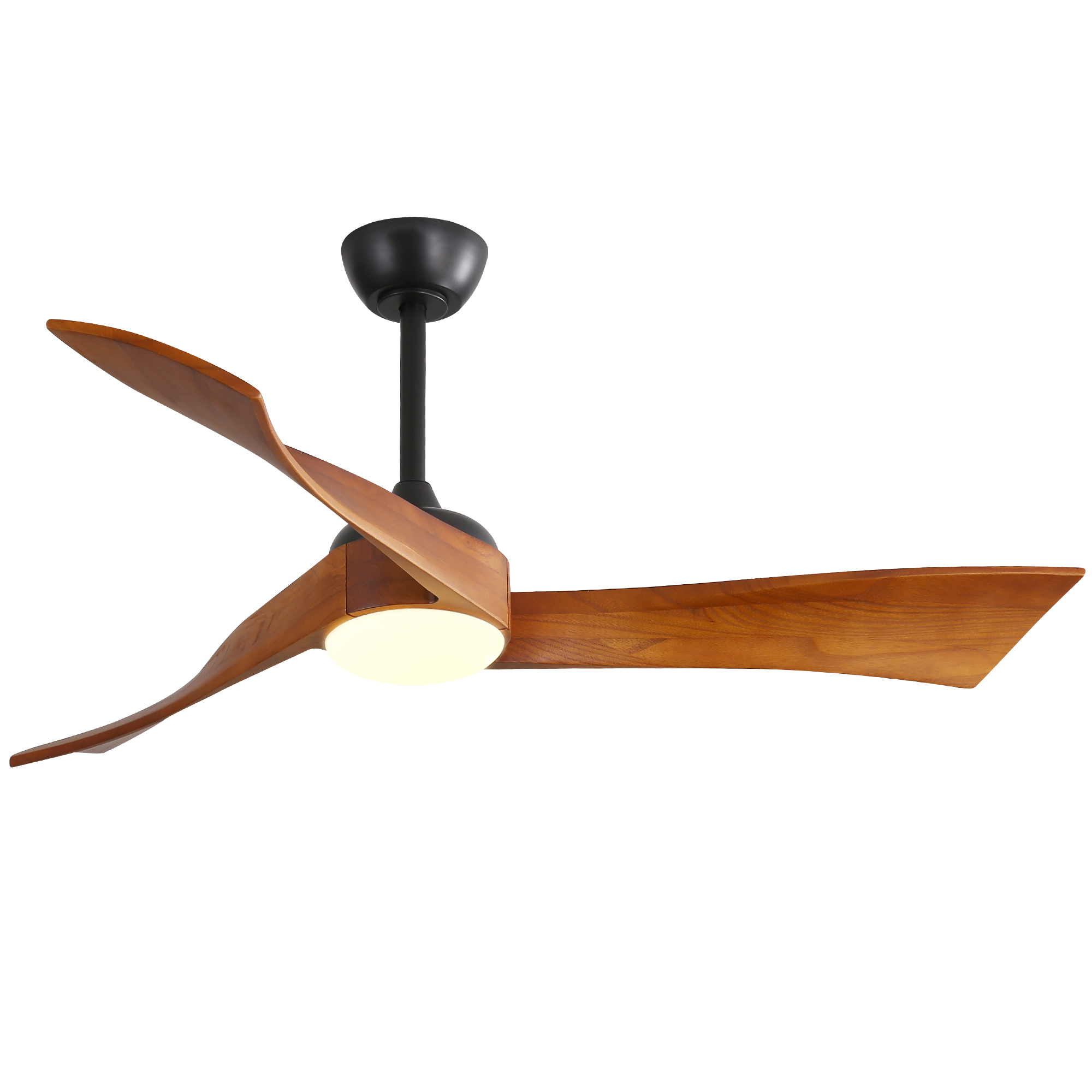 thumbnail video image 2 of Sofucor 52 Inch Ceiling Fan with Light and Remote, Modern 3 Solid Wood Blades Ceiling Fan, 6 Speeds 5500CFM, Dimmable 3-Color LED with Memory, Timer & Quiet & Reversible DC Motor, ETL, Walnut Wood, 2 of 13