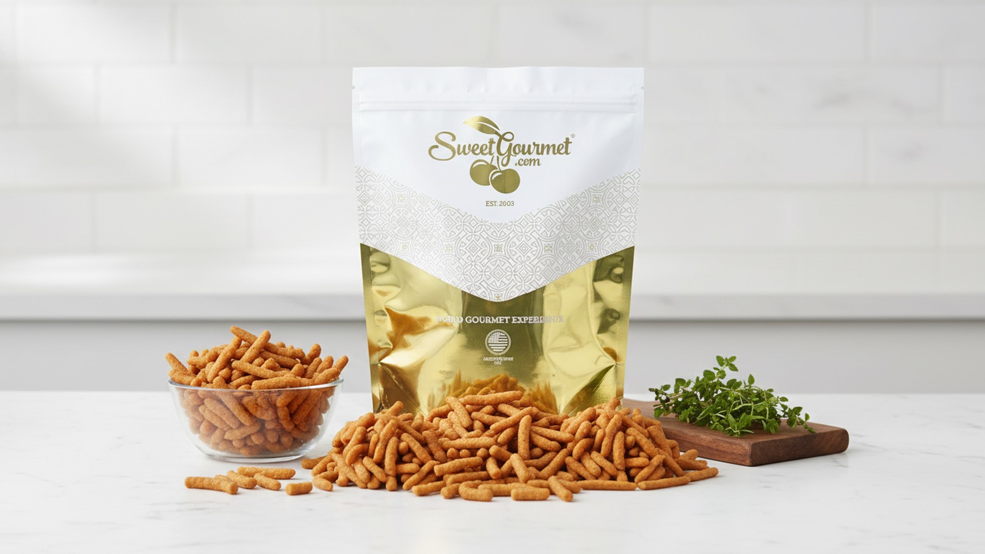thumbnail video image 2 of SweetGourmet Cheddar Sesame Sticks, Cheese Flavored Crunchy Snack, 2 Pound Bag, No Preservatives, No Artificial Flavors, 2 of 8