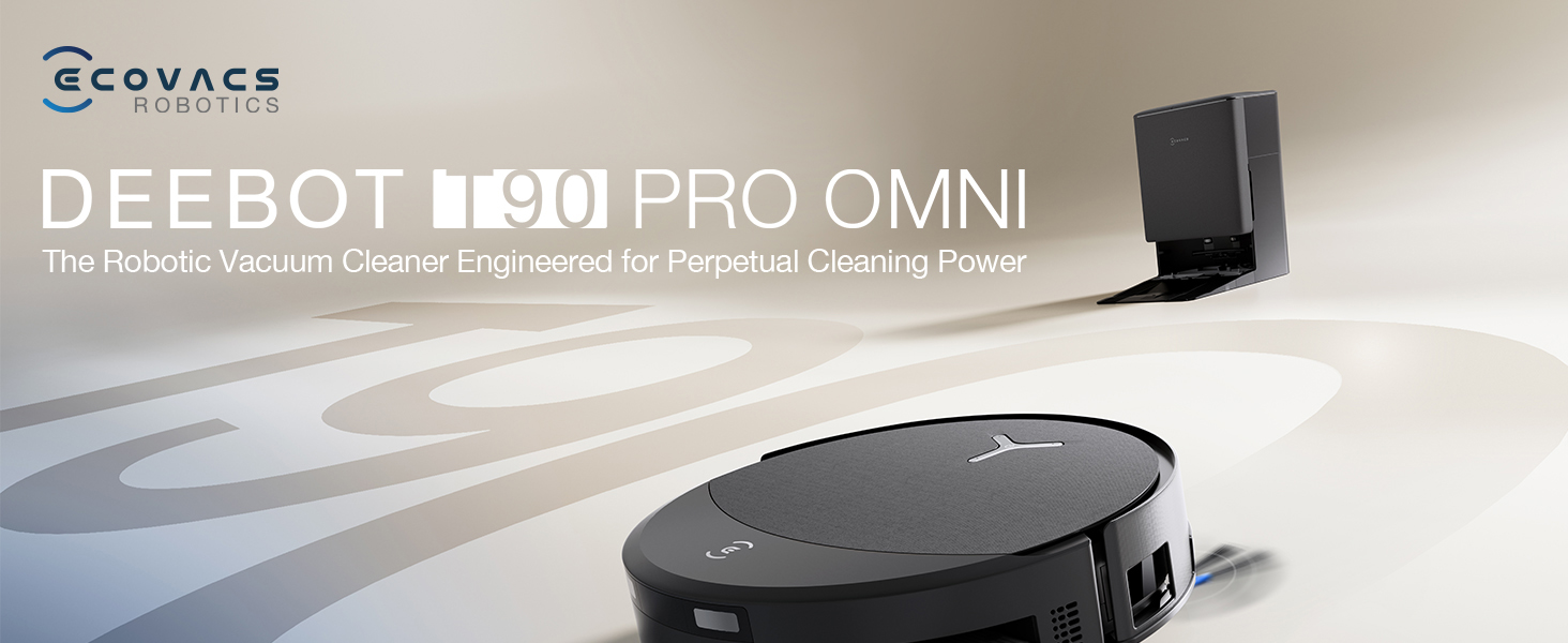 thumbnail video image 2 of ECOVACS DEEBOT T90 PRO OMNI Robot Vacuum and Mop, 30,000Pa Suction, Instant Self-Cleaning OZMO Roller Mop, 2 of 11