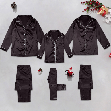 thumbnail video image 2 of HNMKIU Button Down Pajamas Sets Solid Two Piece Family Matching Sleepwear Loungewear Long Sleeve Nightwear Coffee,Women:L, 2 of 10