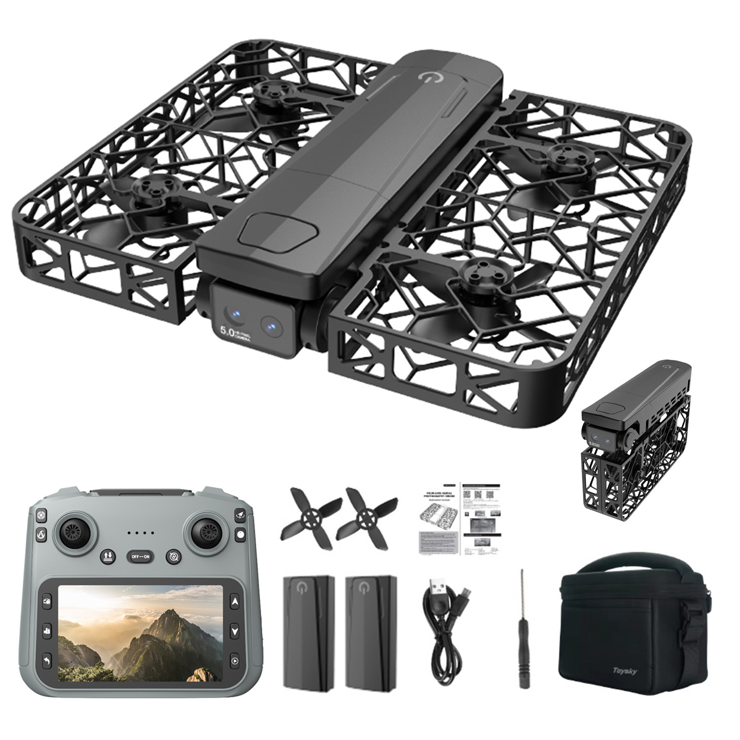 thumbnail video image 2 of Foldable Pocket Mini Drone with 1080P Camera, Gesture Control, Auto-Follow, Selfie Mode, Smart Flight Paths, One-Click Takeoff/Landing, 360 °   Protection, and Stunt Mode., 2 of 11