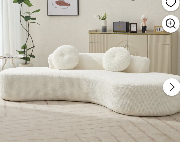 thumbnail video image 2 of 105.5'' Boneless Couch with 2 Pillows, Modern&nbsp;4-Seater Extra Deep & Wide Seat Curved Cloud Couch, Corduroy Fabric, No Assembly Required, Oversized Sectional Sofa for Living Room, 2 of 9