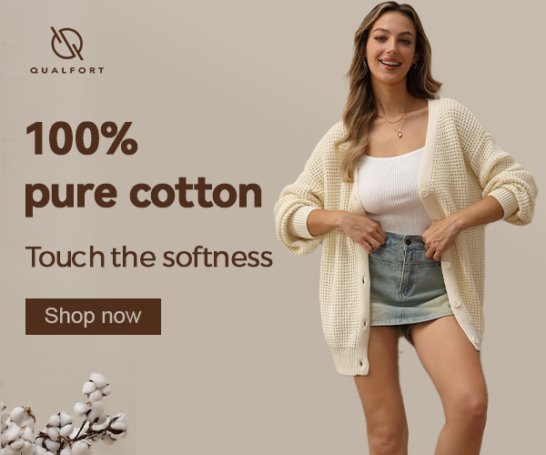 thumbnail video image 2 of QUALFORT 100% Cotton Cardigan Sweaters for Women, V Neck Button Down Chunky Knit Cozy Relaxed Fit Sweater Cardigan, Black L, 2 of 9