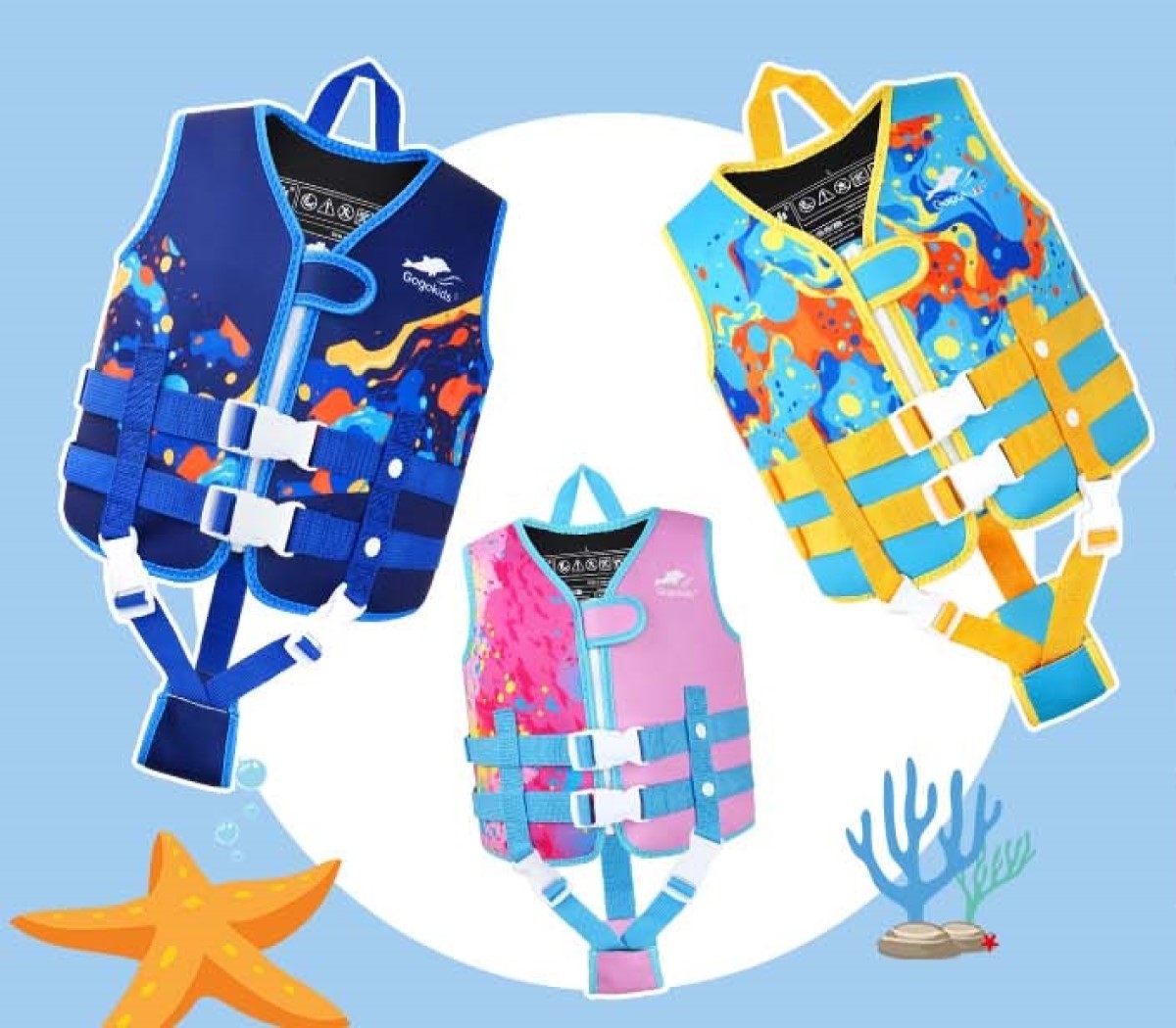 thumbnail video image 2 of Gogokids Kids Swim Vest Life Jacket,Toddler Float Swimsuit Buoyancy Swimsuit for Girls/Boys Age 1-9 Years,Pink, 2 of 7