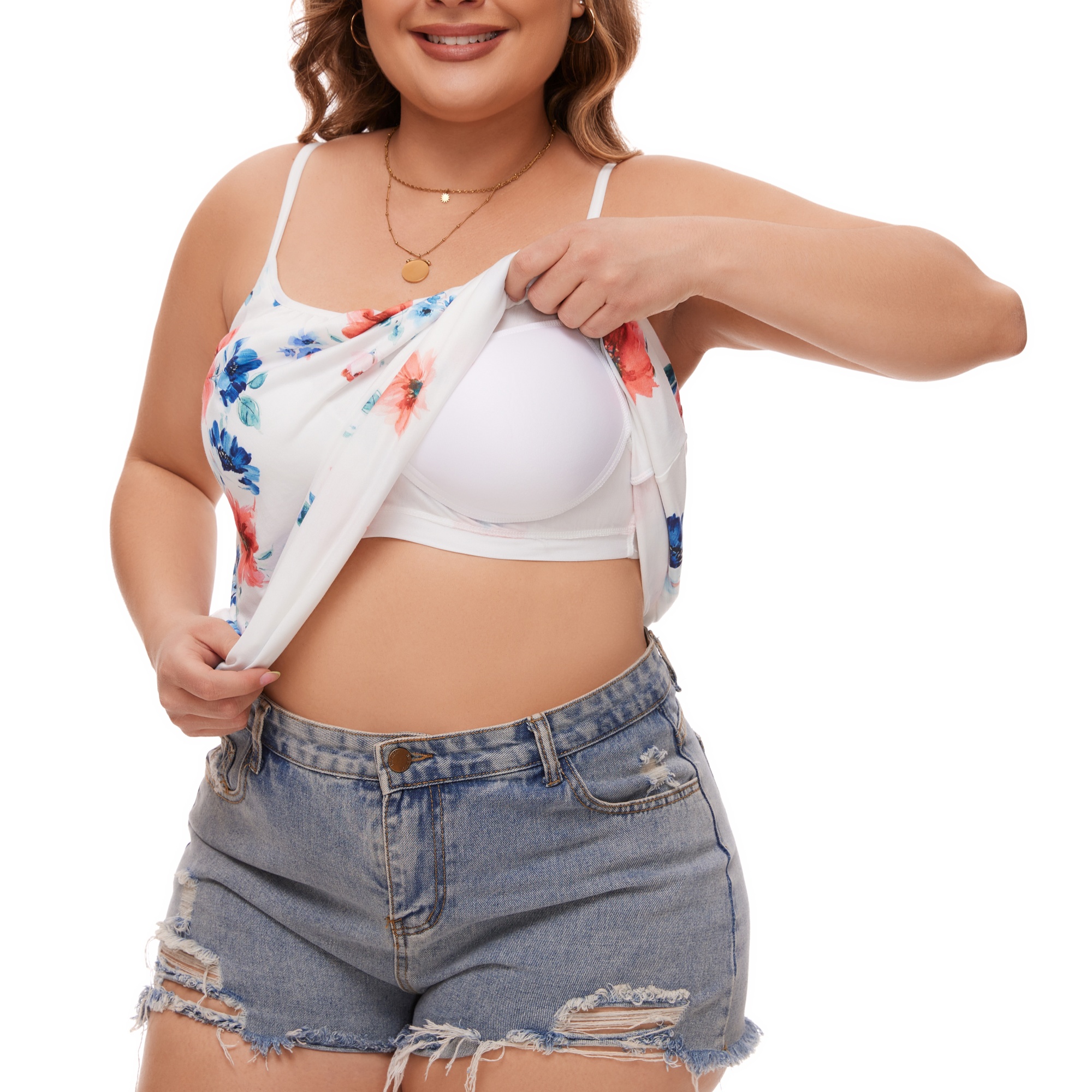 thumbnail video image 2 of MISS COCOLI Camisole with Built in Bra for Women Plus Size Casual Loose Tank Tops Sleeveless Shirts Flowy Adjustable Strap, 2 of 7
