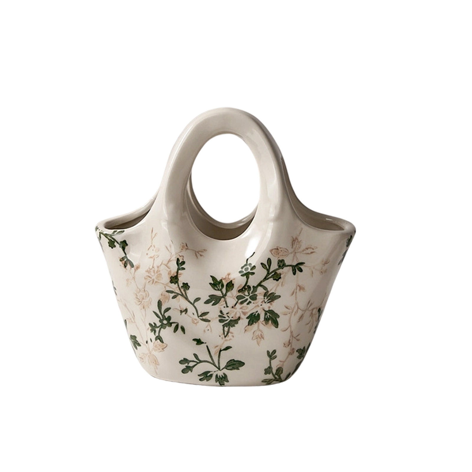 thumbnail video image 2 of Luoshdecor Vintage Ceramic Vases,Sandbag Shape Green Chinoiserie Floral Vase Cracked for Home Decor, Table, Living Room, Bookshelf, 2 of 7