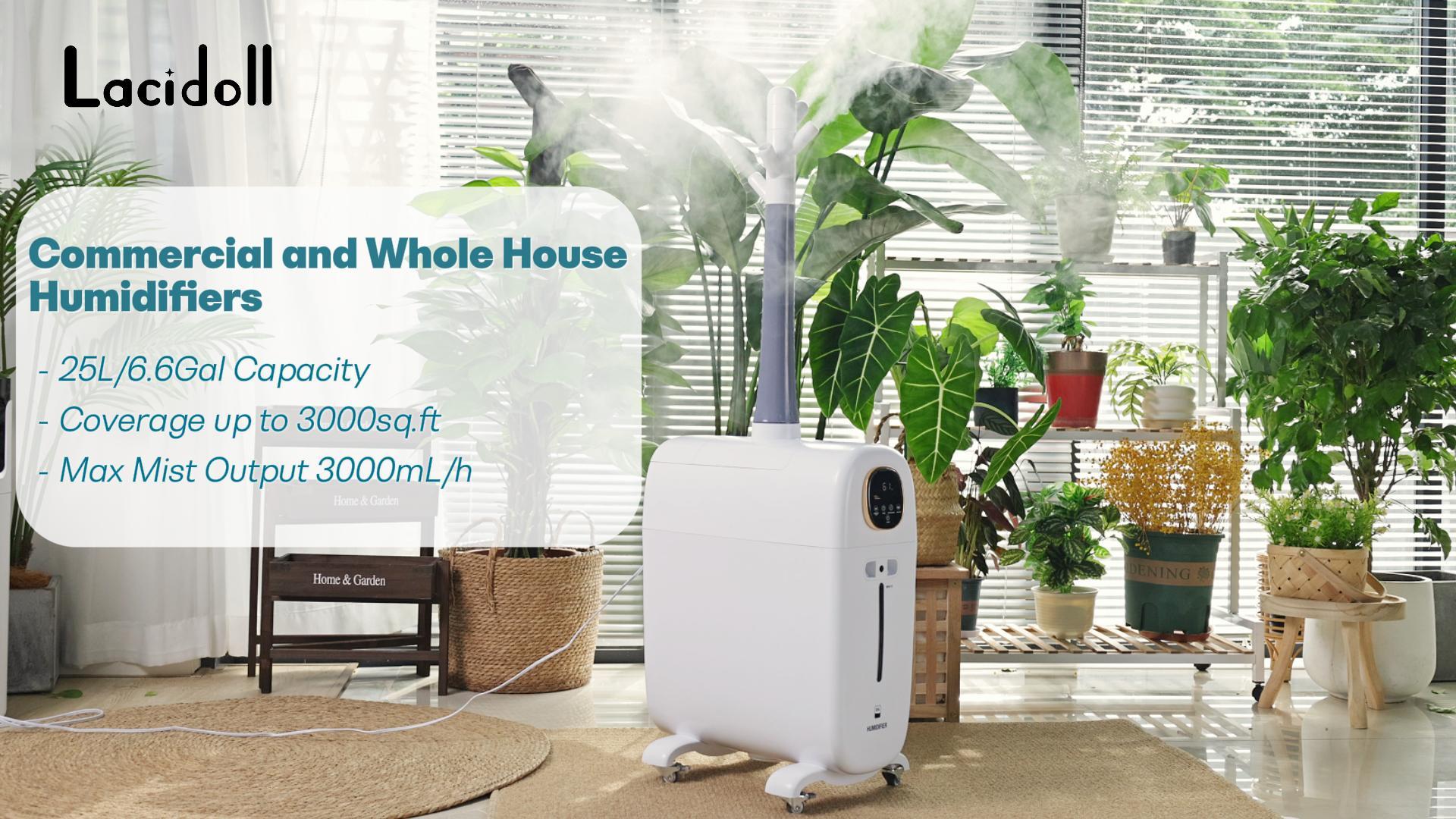 thumbnail video image 2 of Humidifier Large Room, 4.2Gal/16L for Home 2000 sq ft, Top Fill Cool Mist for Bedroom, Grey, 2 of 7