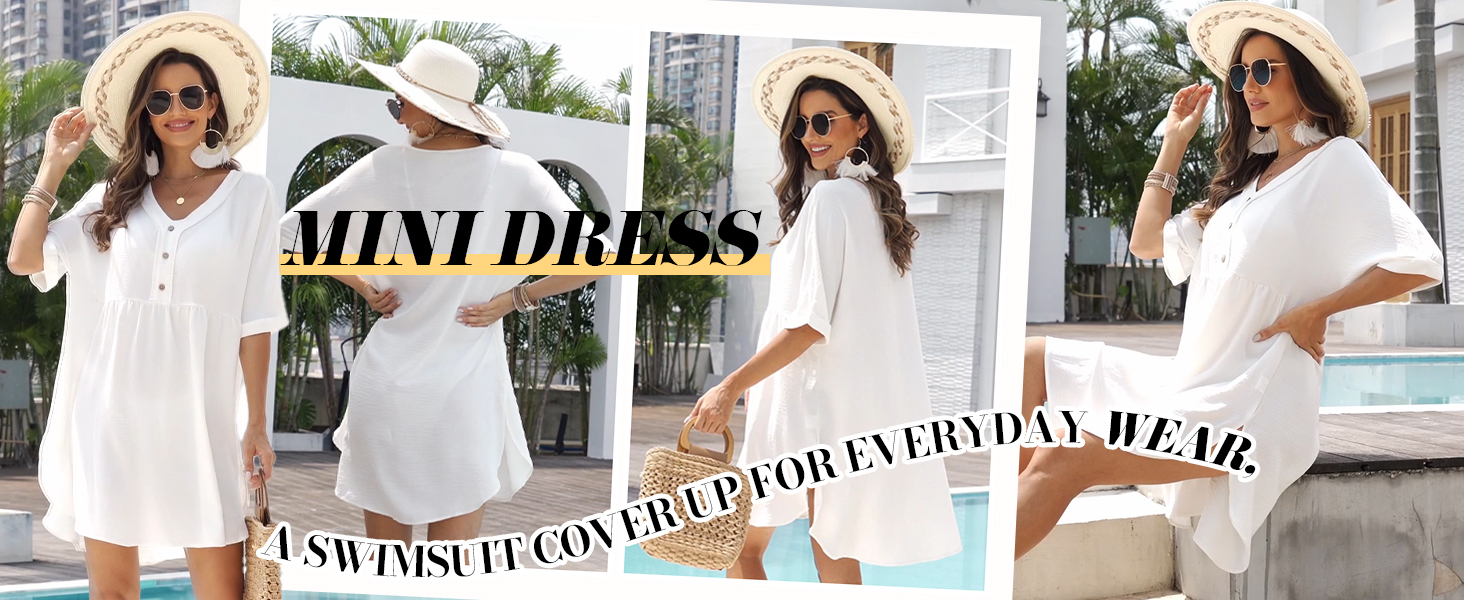 thumbnail video image 2 of Bsubseach Cover Up for Swimwear Women Short Sleeve Casual Dress Swim Coverup Beachwear, 2 of 7