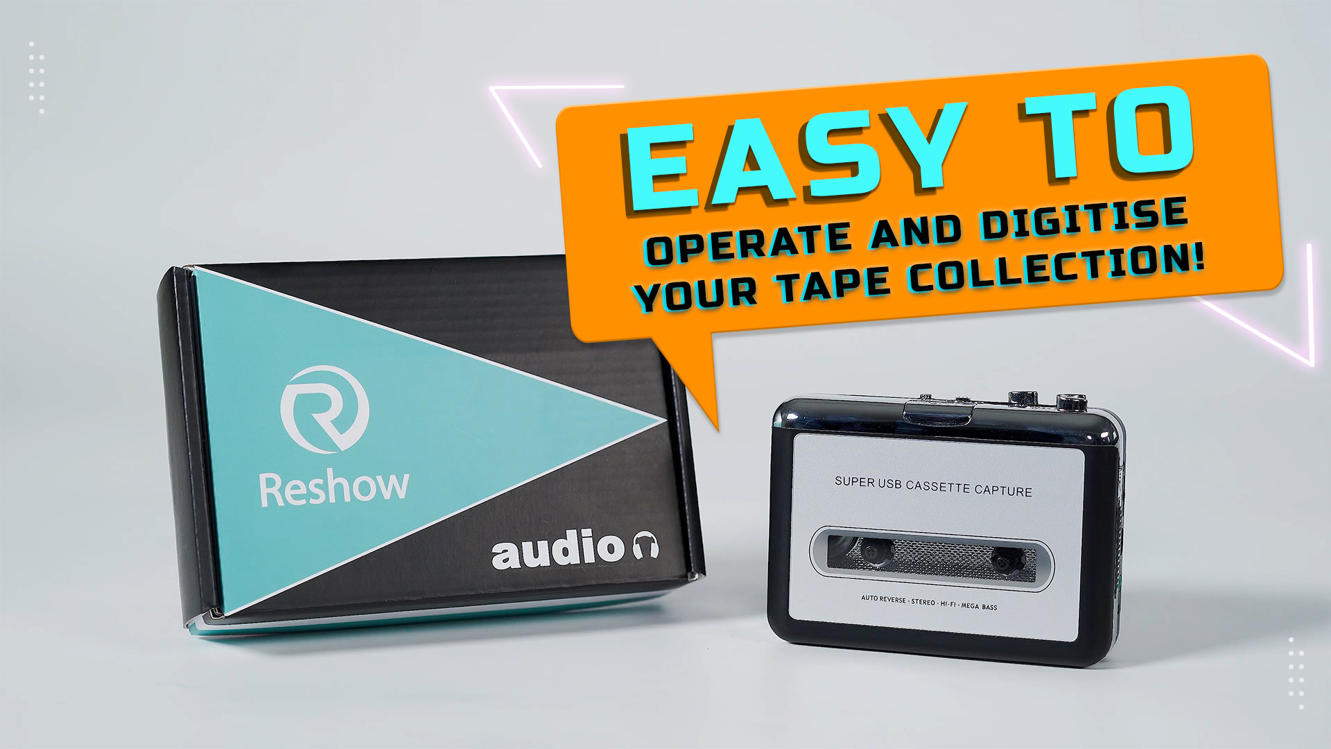 thumbnail video image 2 of Reshow Retro Walkman Cassette Player, Portable Tape Player and Audio Cassette to Digital Converter, Compatible with Laptops and Personal Computers, Convert Tapes to iPod Format (Silver), 2 of 7